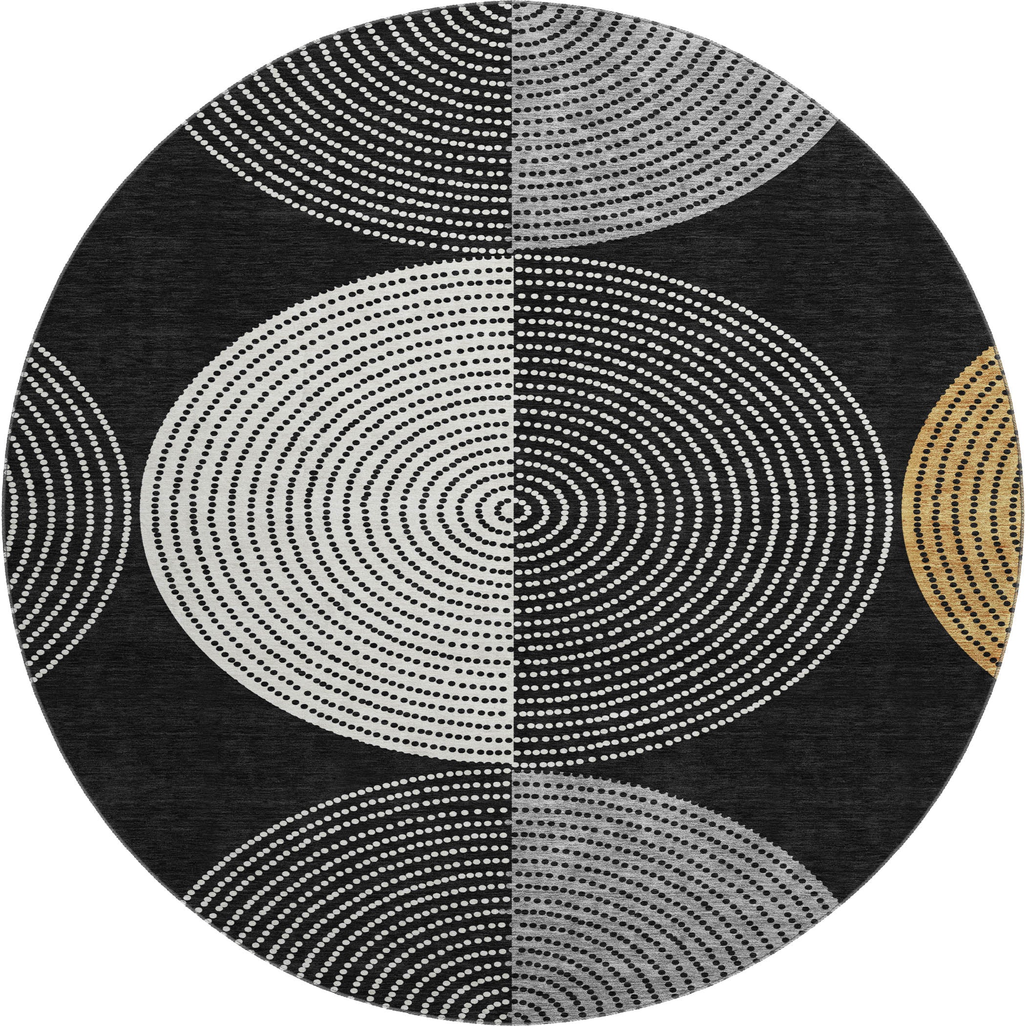 Valletta Machine Washable Transitional Black Rug 8' x 8' #shape_Round