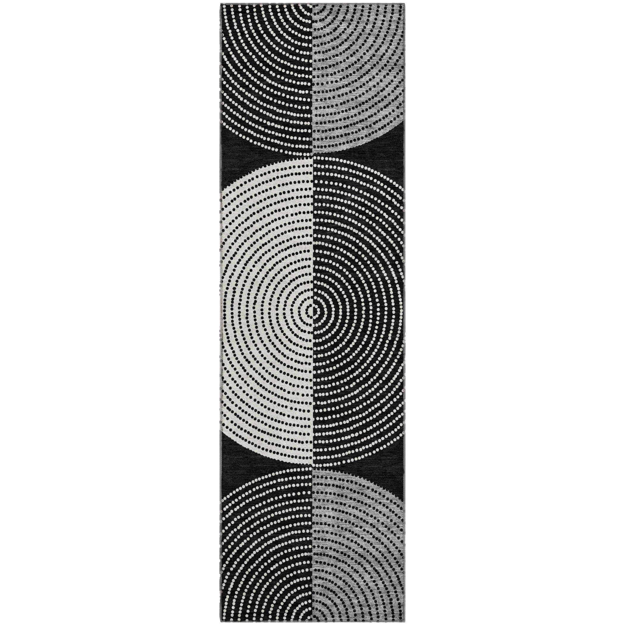 Valletta Machine Washable Transitional Black Rug 2'3" x 7'6" #shape_Runner