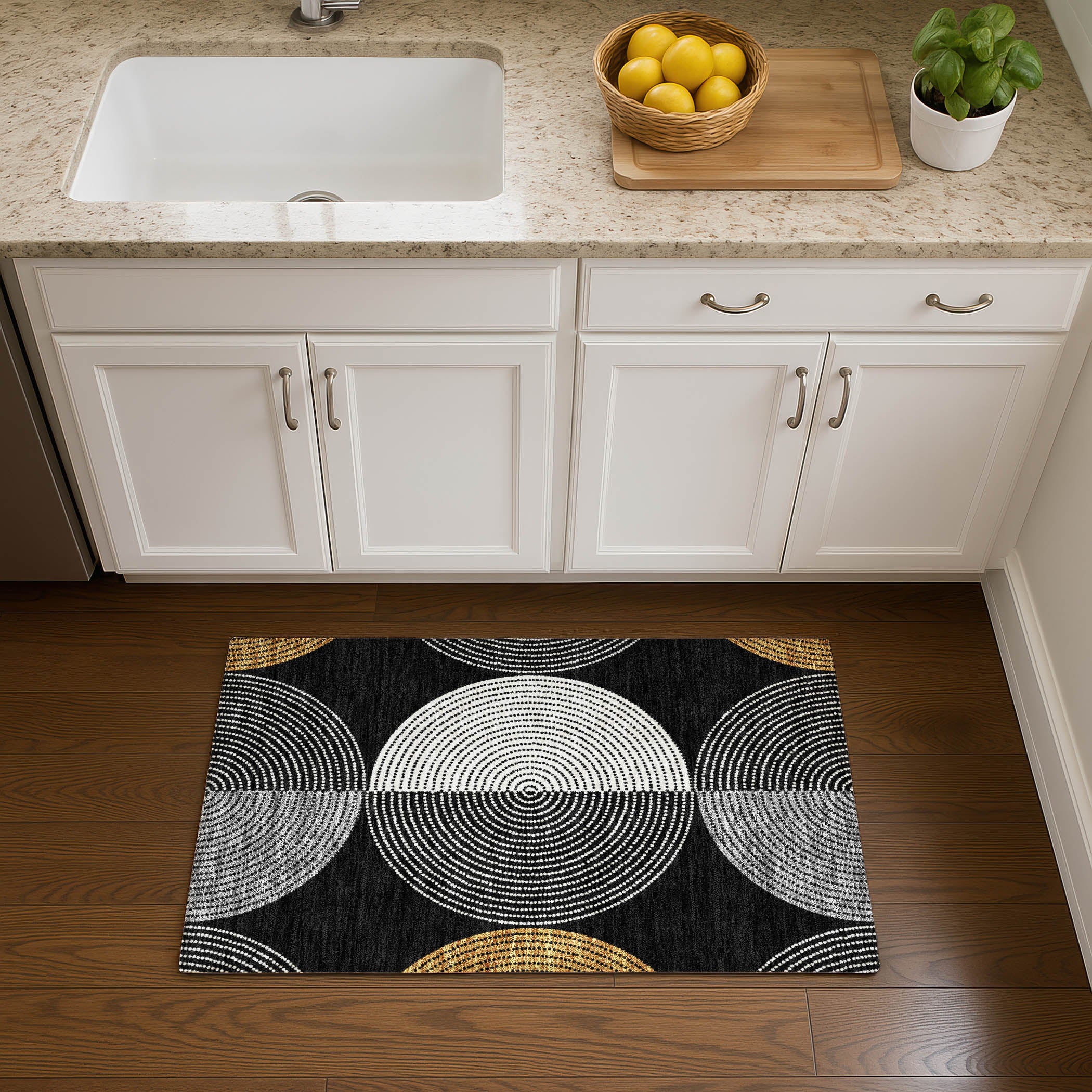 Valletta Machine Washable Transitional Black Rug 1'8" x 2'6" #shape_Rectangle