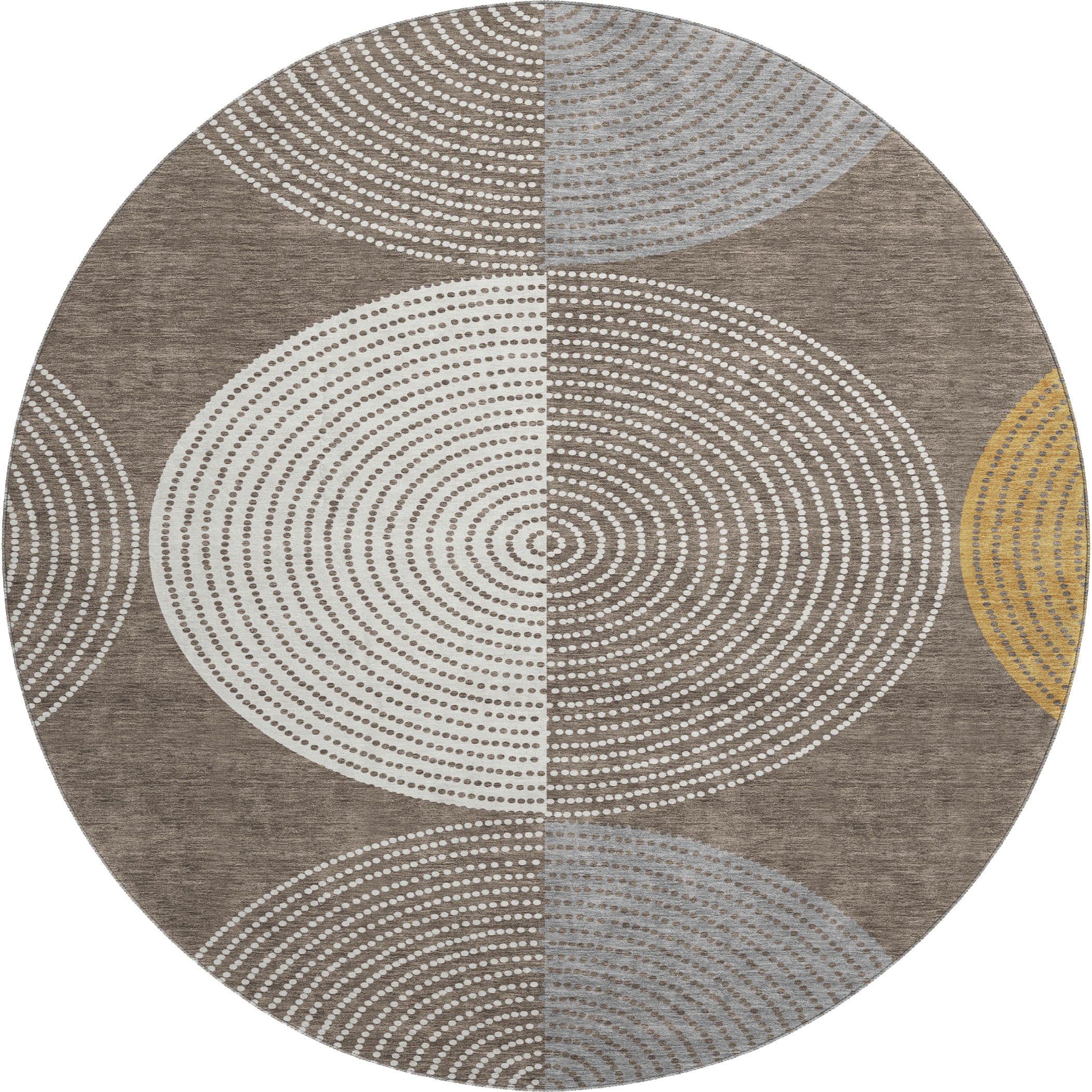 Valletta Machine Washable Transitional Brown Rug 8' x 8' #shape_Round