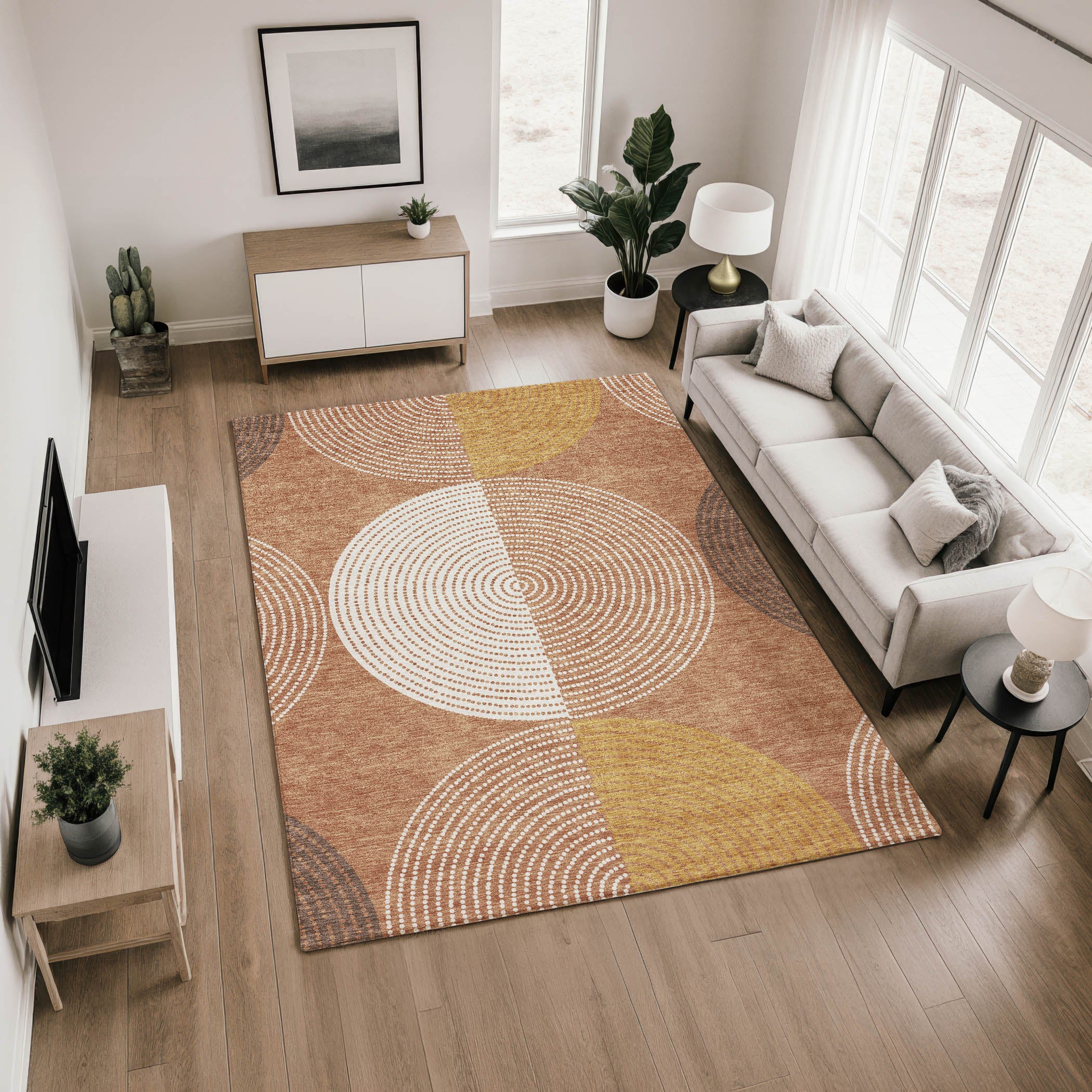 Valletta Machine Washable Transitional Copper Orange Rug 2'6" x 3'10" #shape_Rectangle