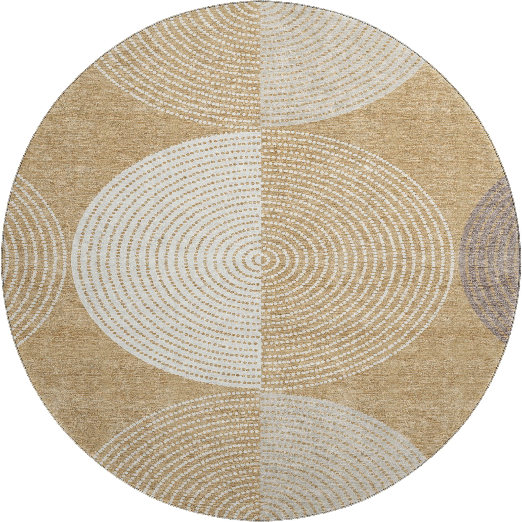 Valletta Machine Washable Transitional Gold Rug 8' x 8' #shape_Round