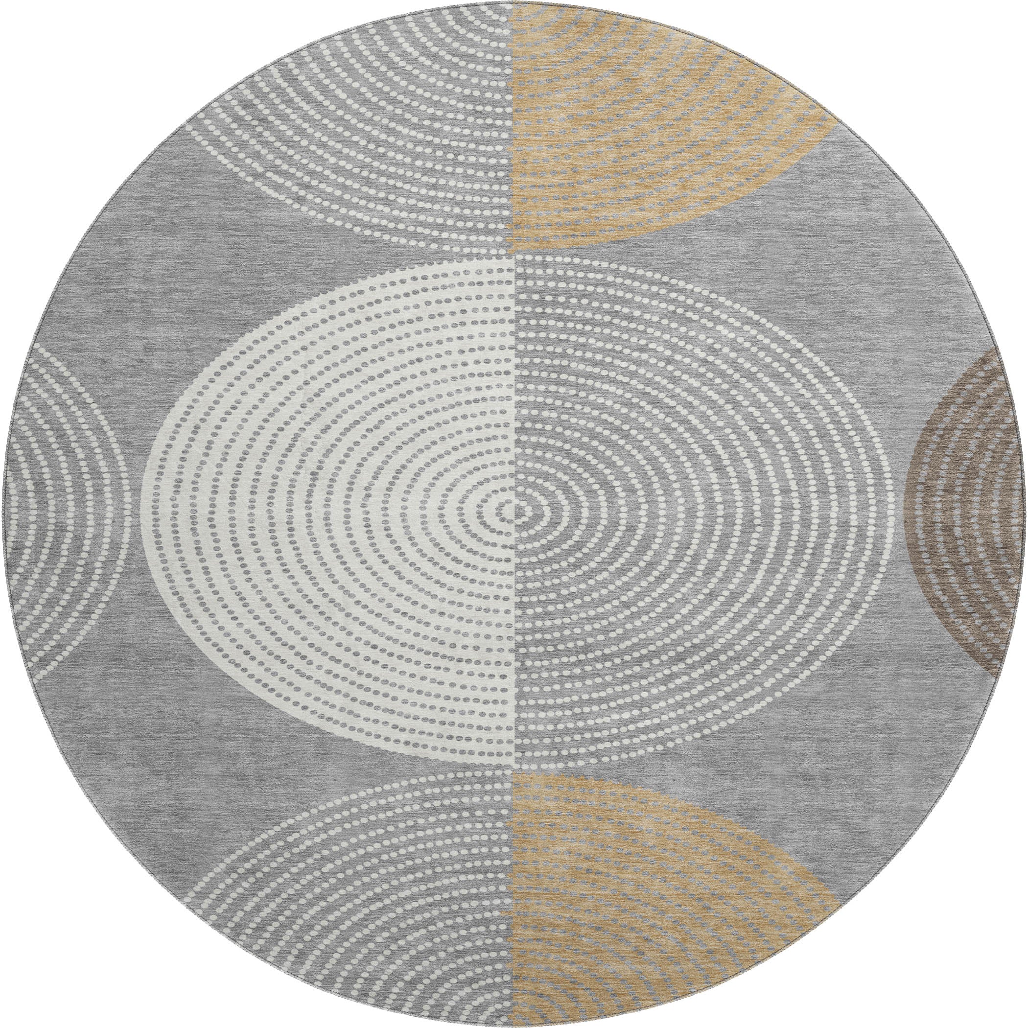 Valletta Machine Washable Transitional Gray Rug 8' x 8' #shape_Round