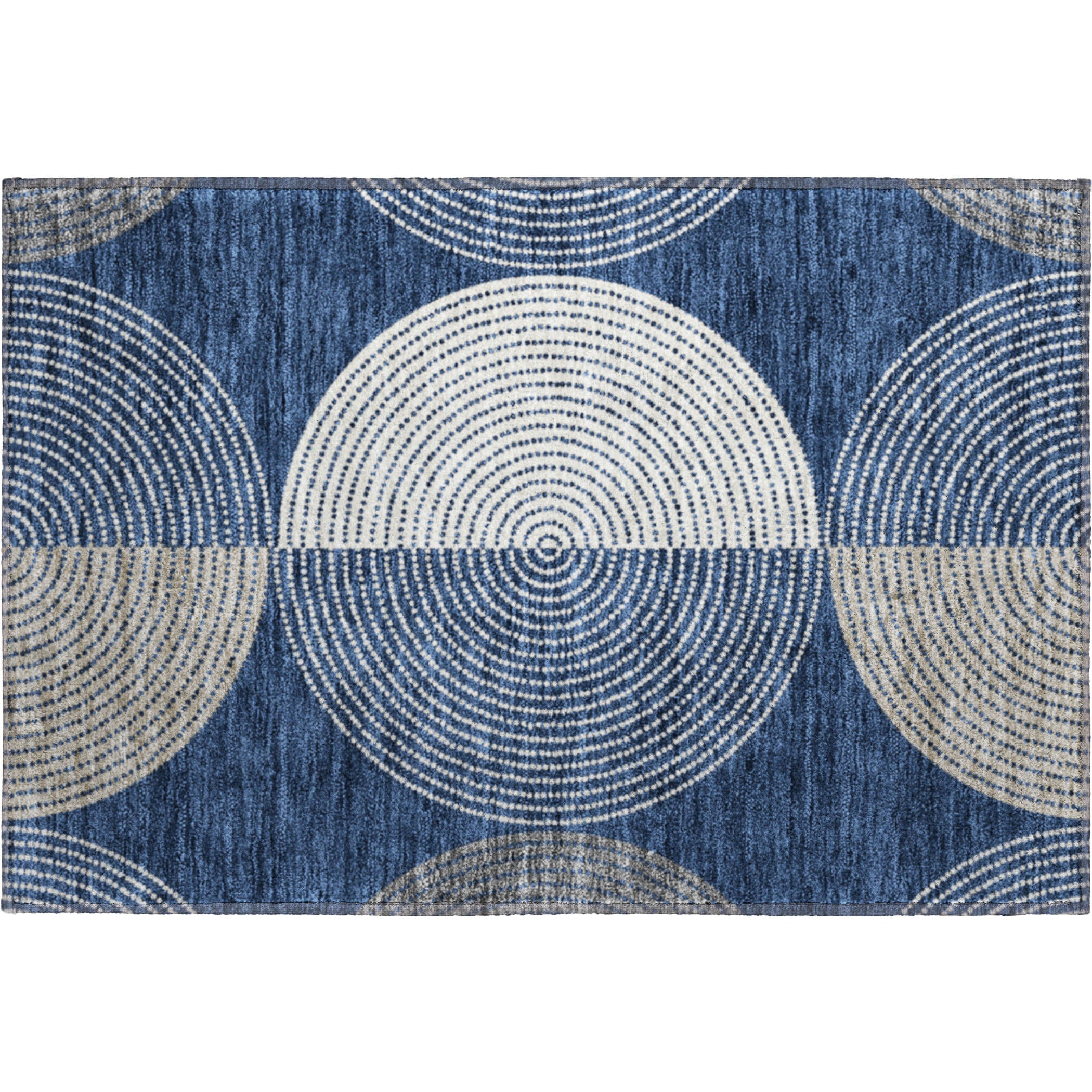 Valletta Machine Washable Transitional Navy Blue Rug 1'8" x 2'6" #shape_Rectangle
