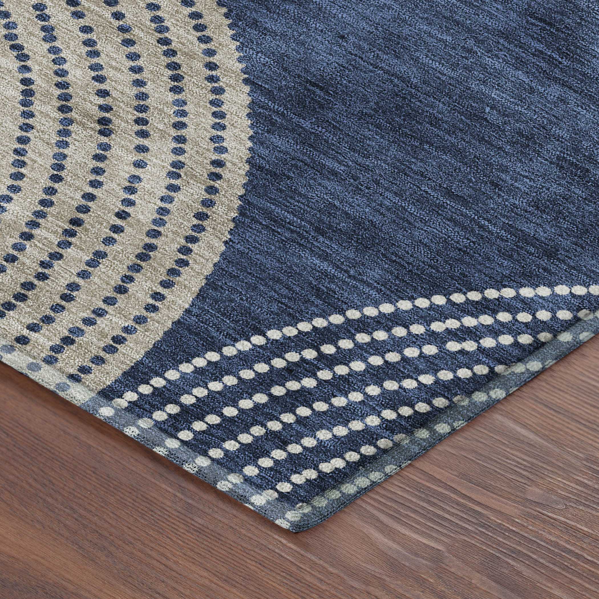 Valletta Machine Washable Transitional Navy Blue Rug 1'8" x 2'6" #shape_Rectangle