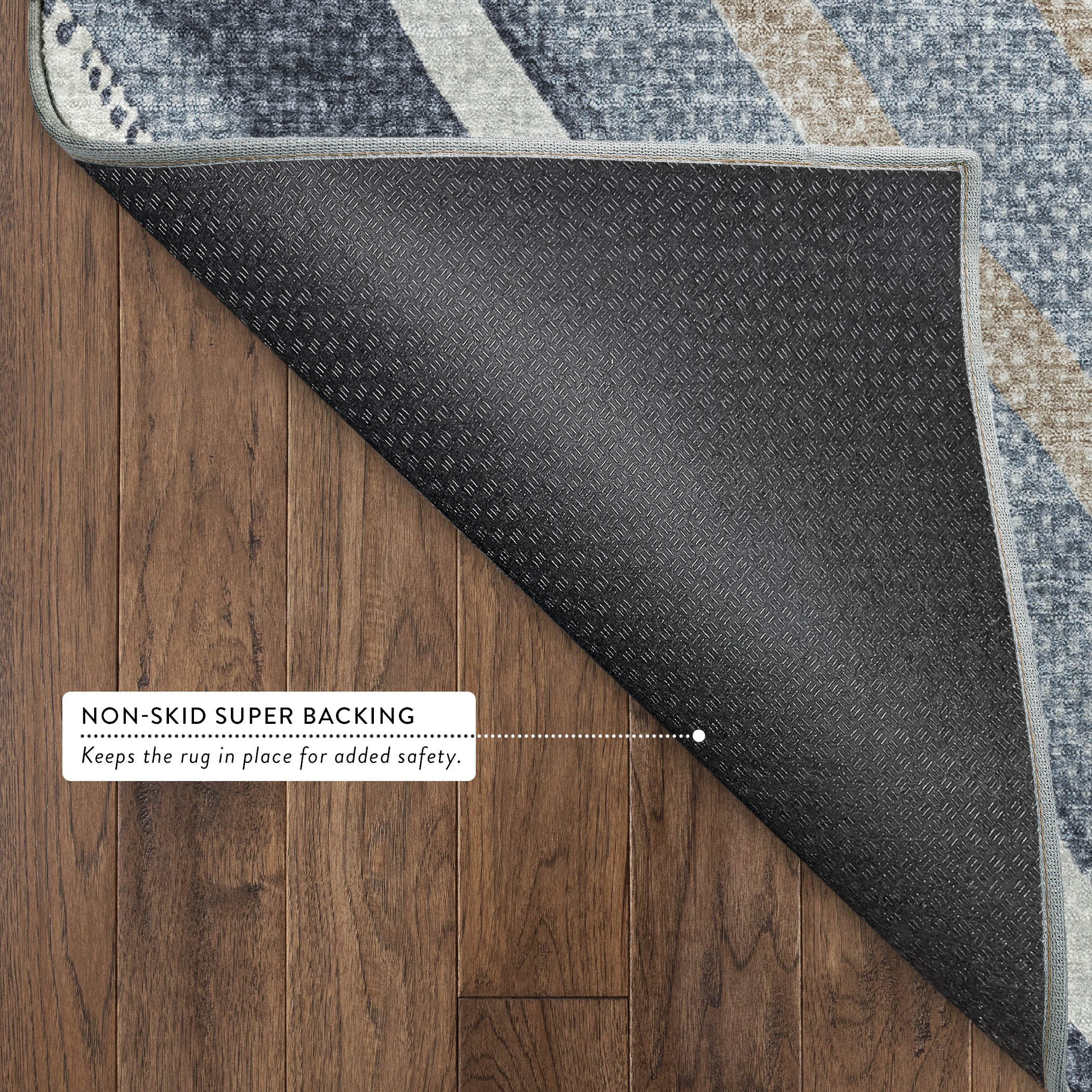 Luang Prabang Machine Washable Transitional Denim Blue Rug 1'8" x 2'6" #shape_Rectangle