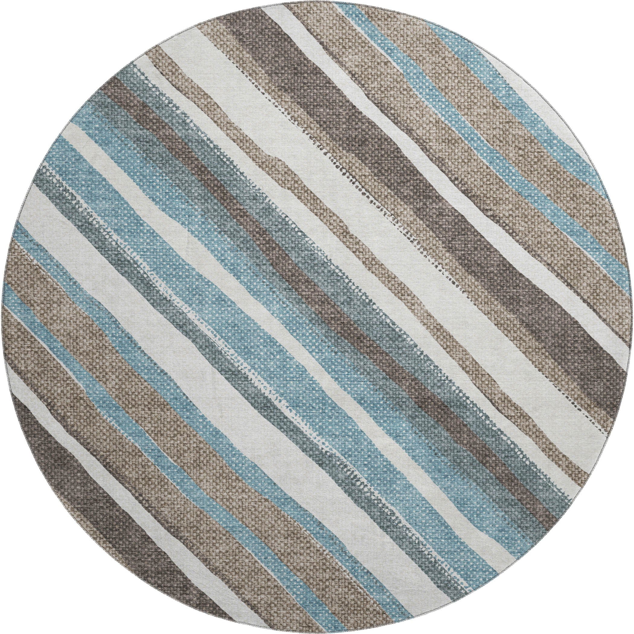 Luang Prabang Machine Washable Transitional Taupe Brown Rug 8' x 8' #shape_Round