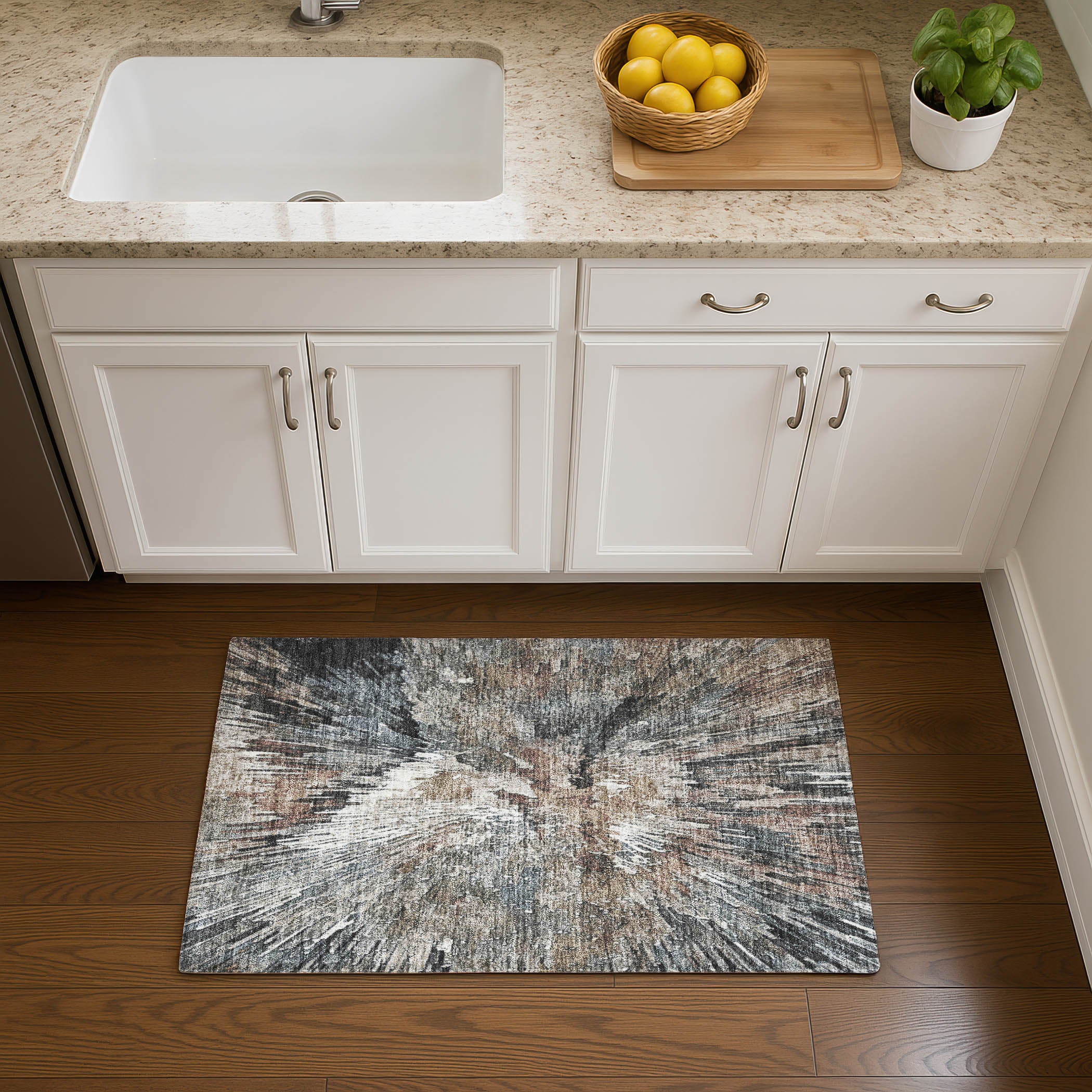 Kyoto Machine Washable Transitional Brown Rug 1'8" x 2'6" #shape_Rectangle