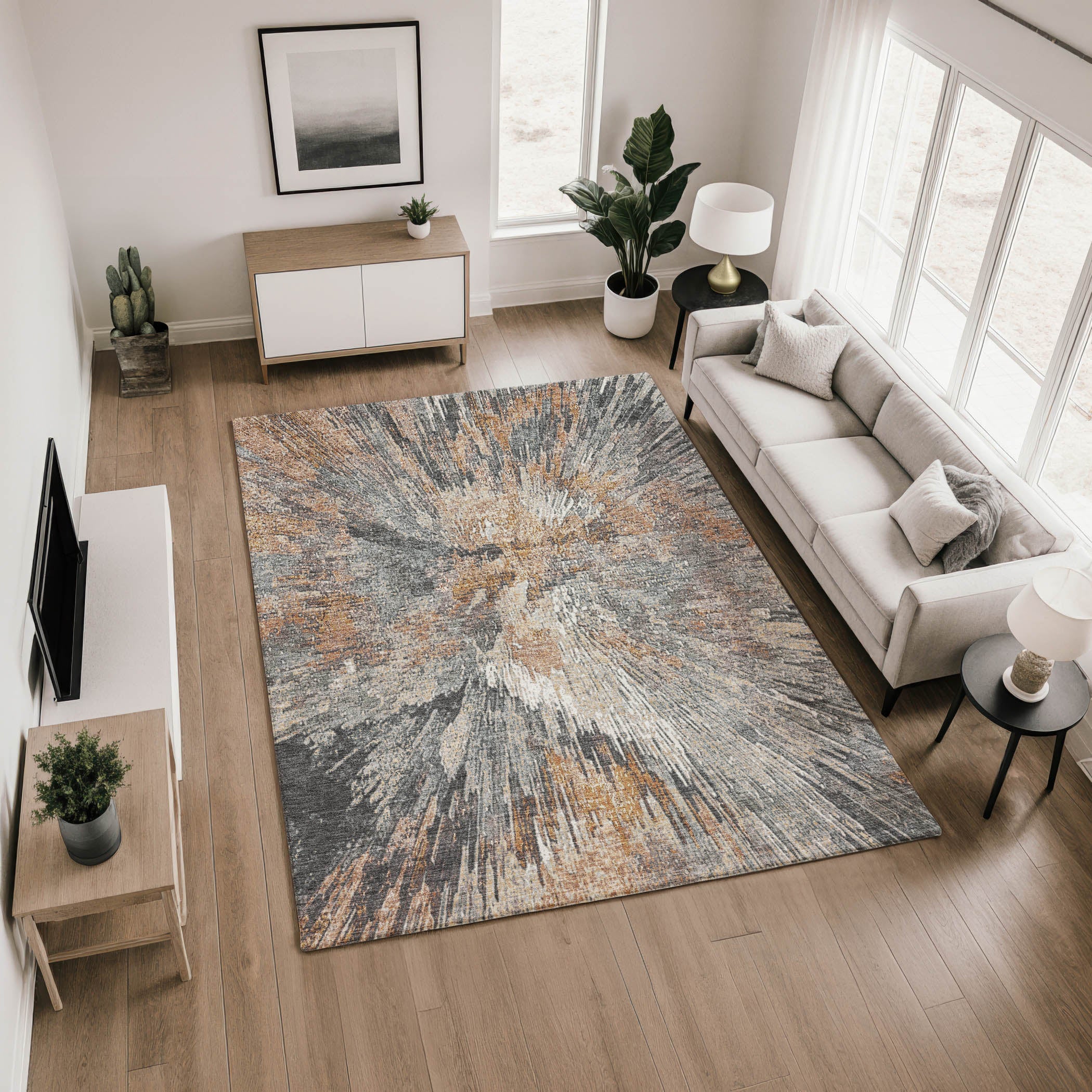 Kyoto Machine Washable Transitional Copper Orange Rug 2'6" x 3'10" #shape_Rectangle