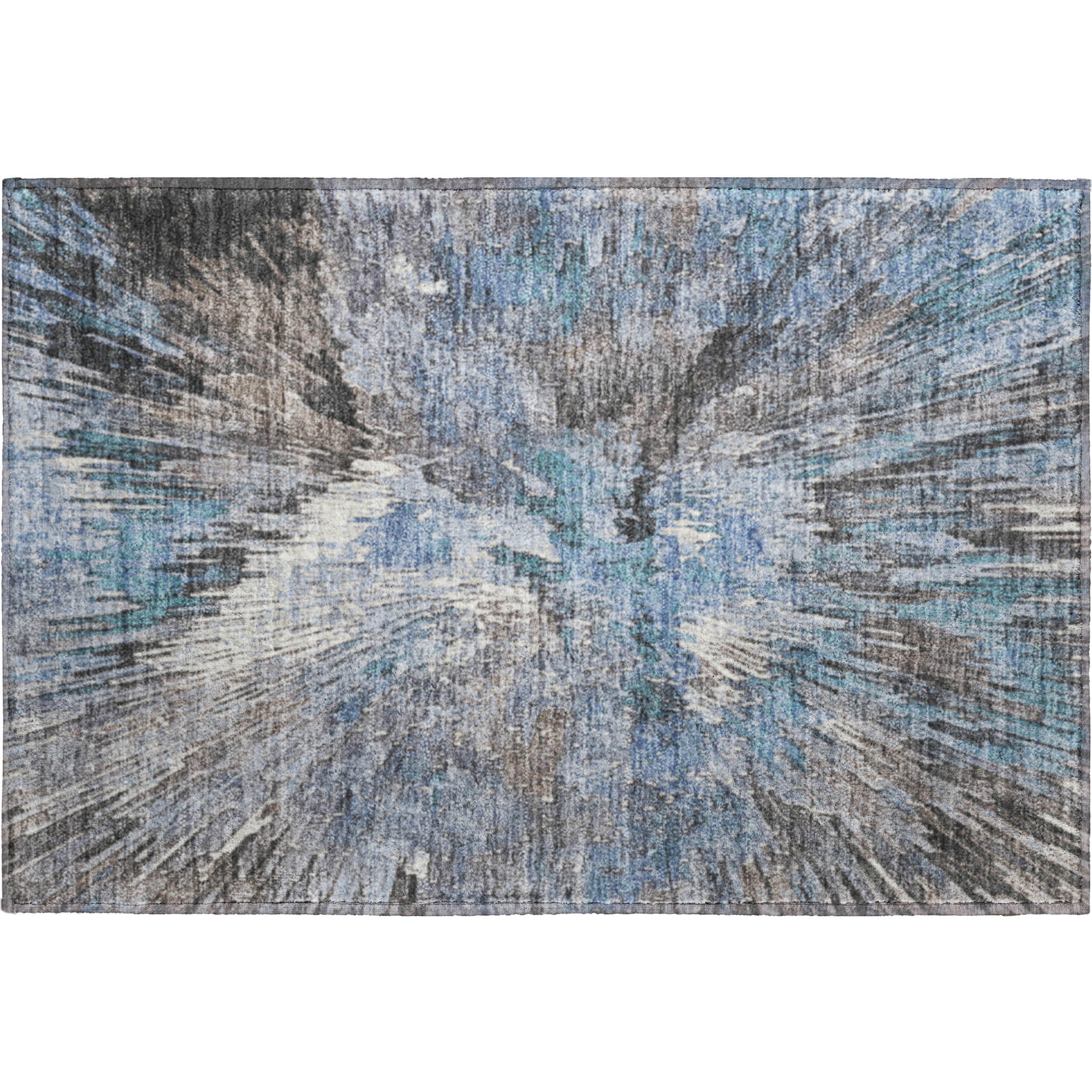 Kyoto Machine Washable Transitional Denim Blue Rug 1'8" x 2'6" #shape_Rectangle