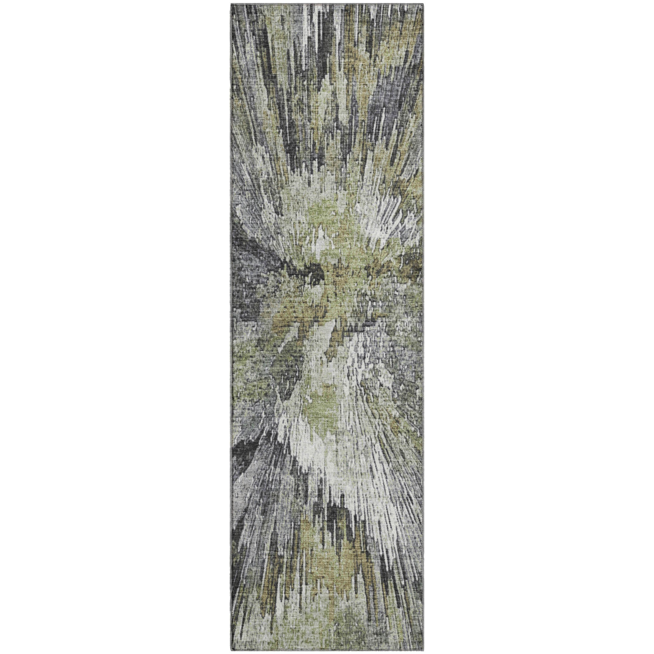 Kyoto Machine Washable Transitional Fern Green Rug 2'3" x 7'6" #shape_Runner