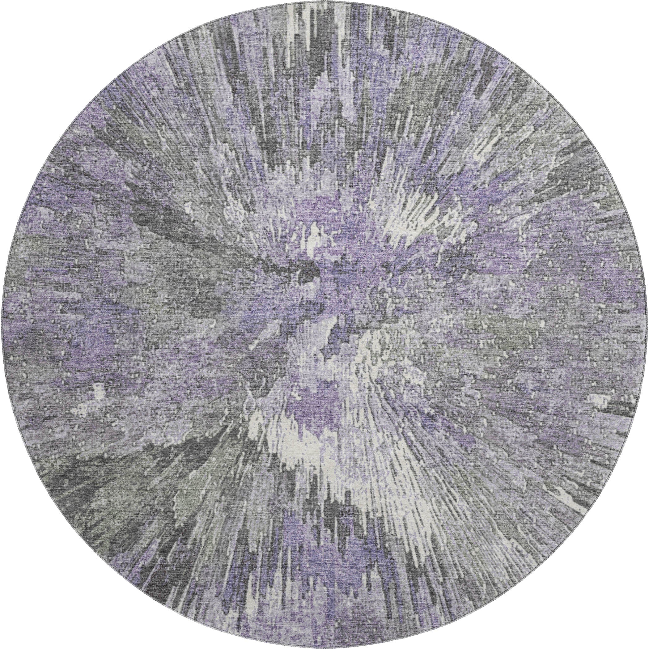 Kyoto Machine Washable Transitional Lavender Purple Rug 8' x 8' #shape_Round