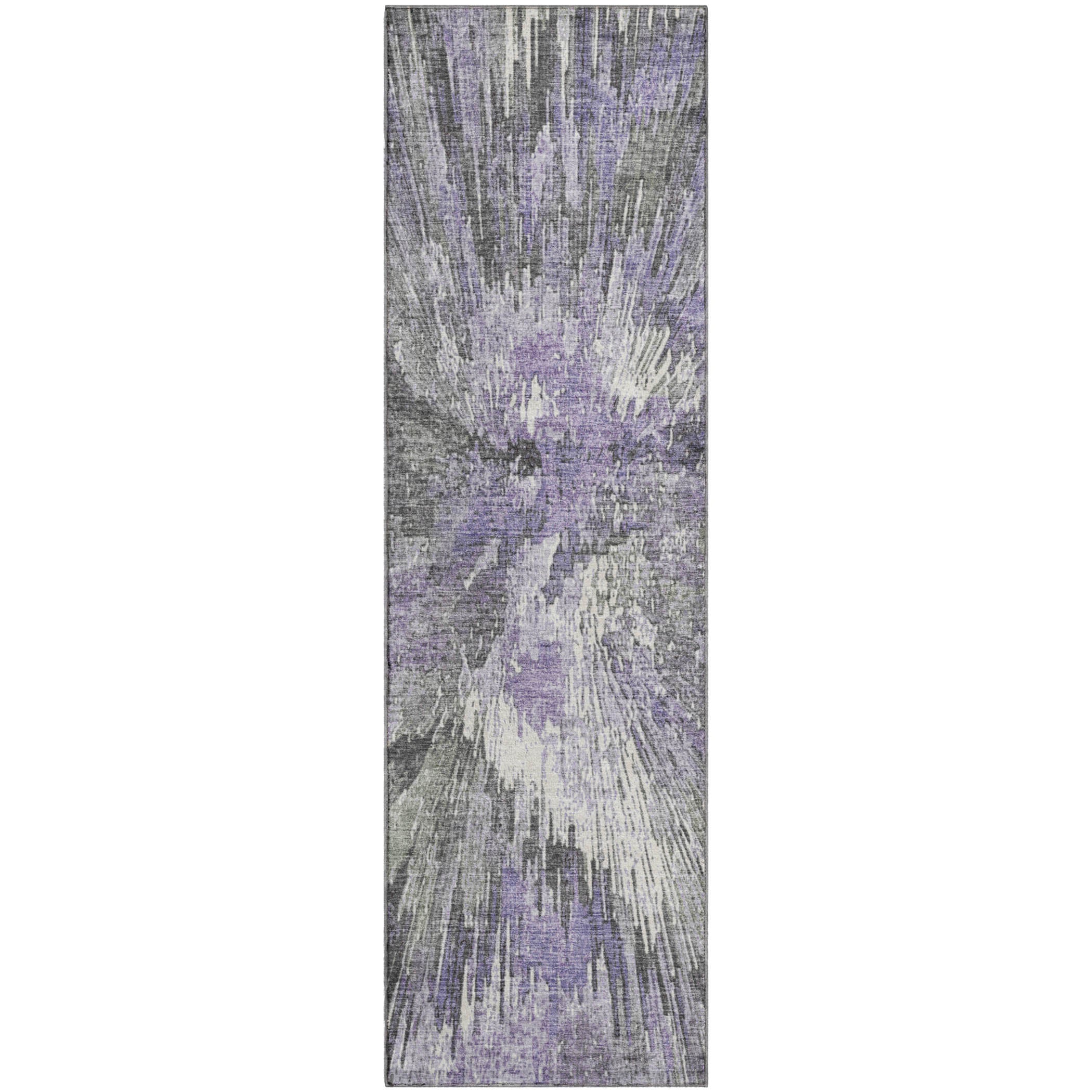 Kyoto Machine Washable Transitional Lavender Purple Rug 2'3" x 7'6" #shape_Runner