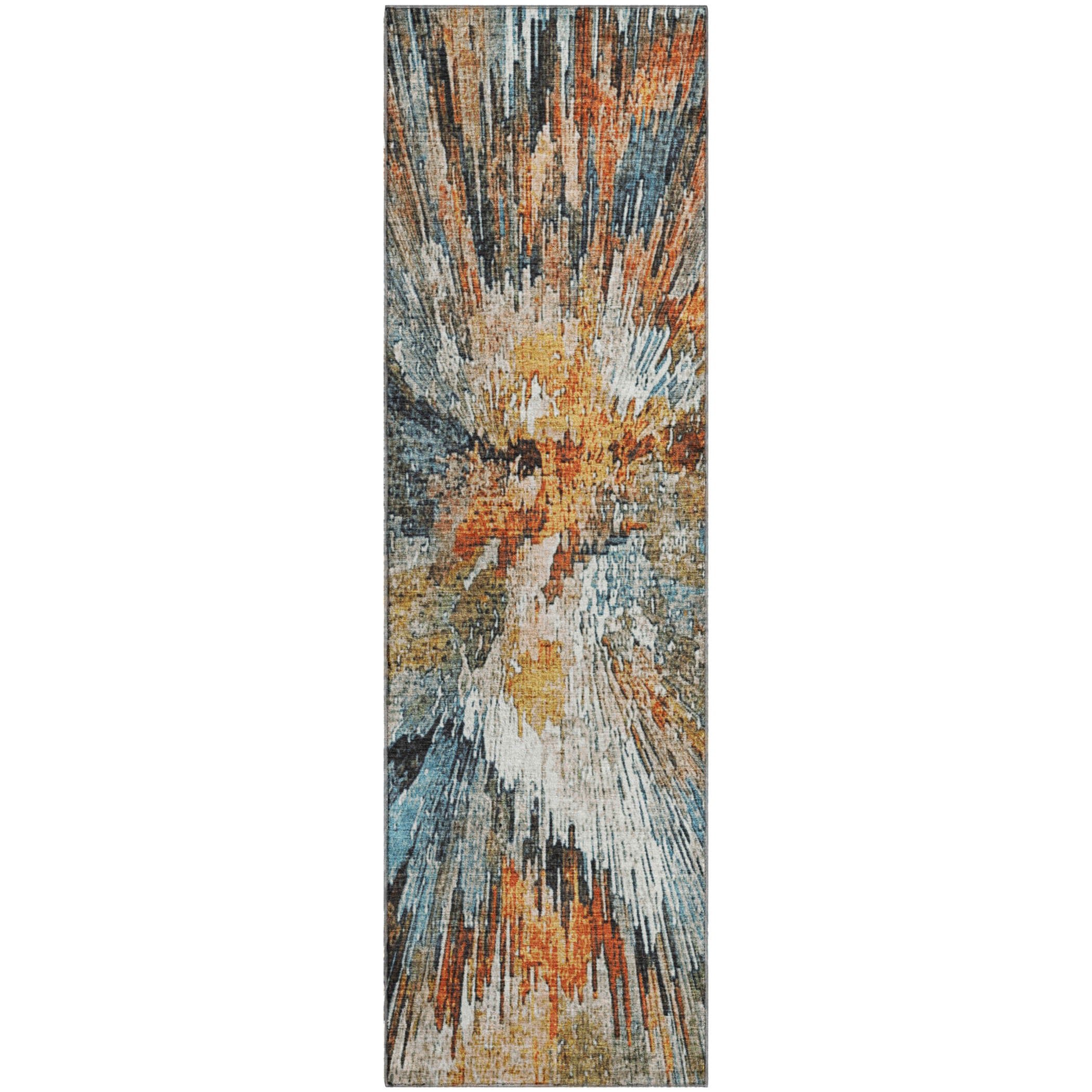 Kyoto Machine Washable Transitional Taupe Brown Rug 2'3" x 7'6" #shape_Runner