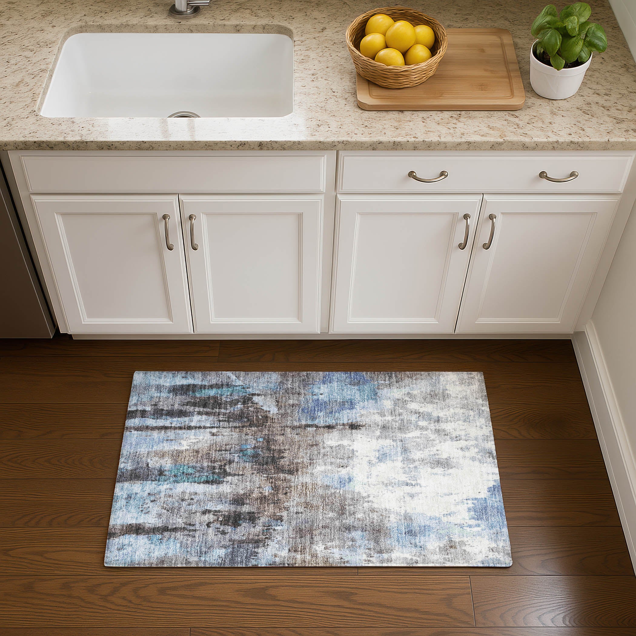 Cairo Machine Washable Transitional Blue Rug 1'8" x 2'6" #shape_Rectangle