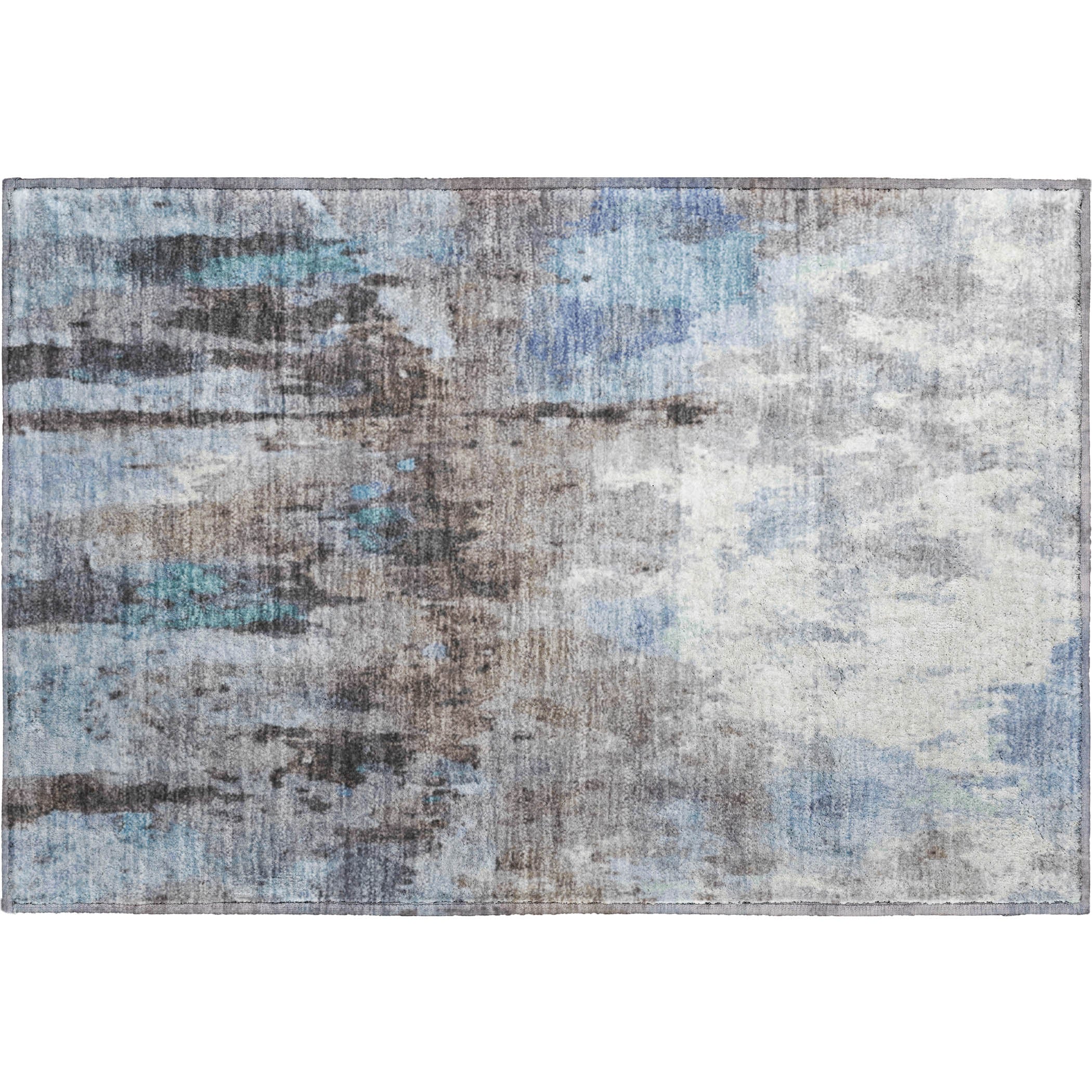 Cairo Machine Washable Transitional Blue Rug 1'8" x 2'6" #shape_Rectangle