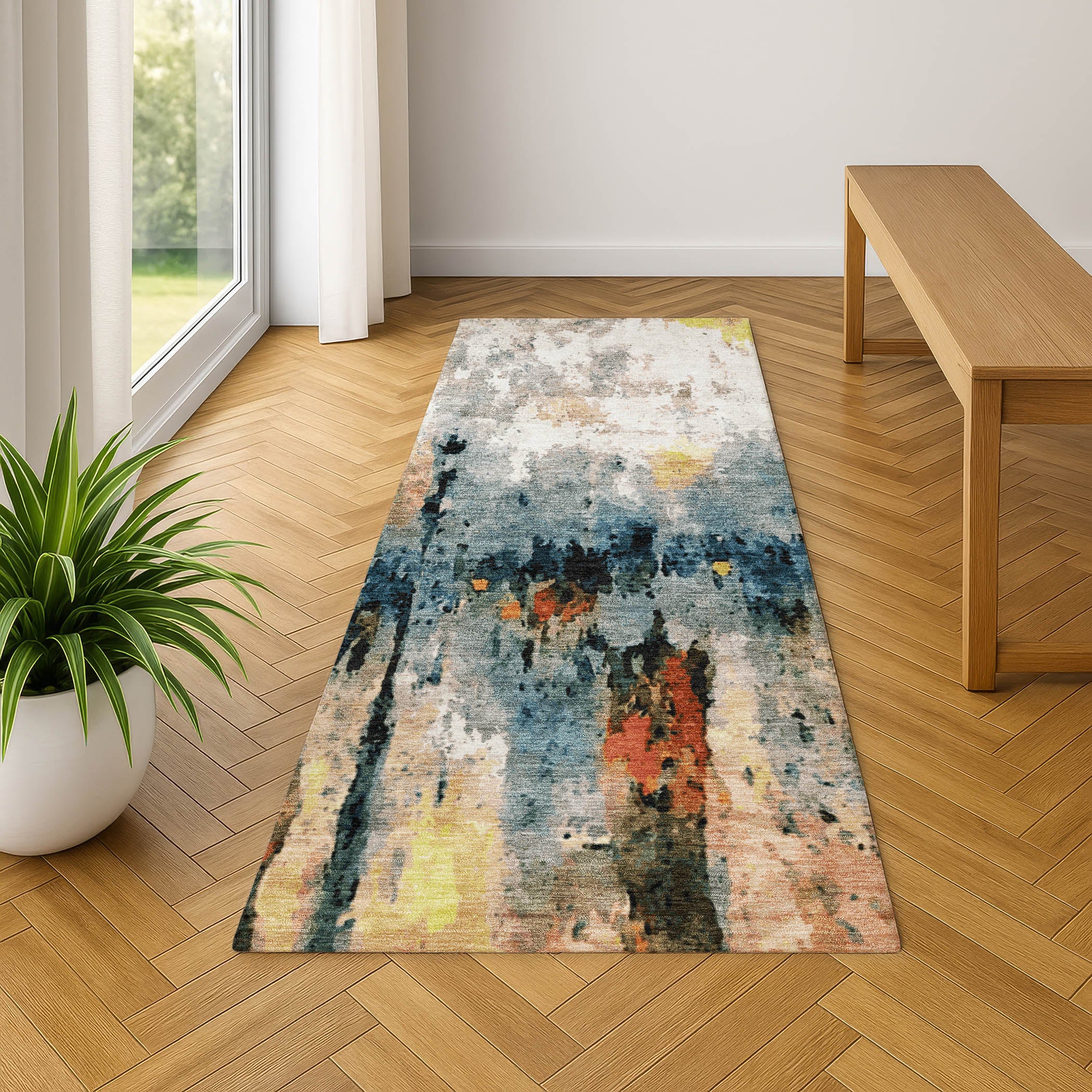 Cairo Machine Washable Transitional Ivory Rug 2'3" x 7'6" #shape_Runner
