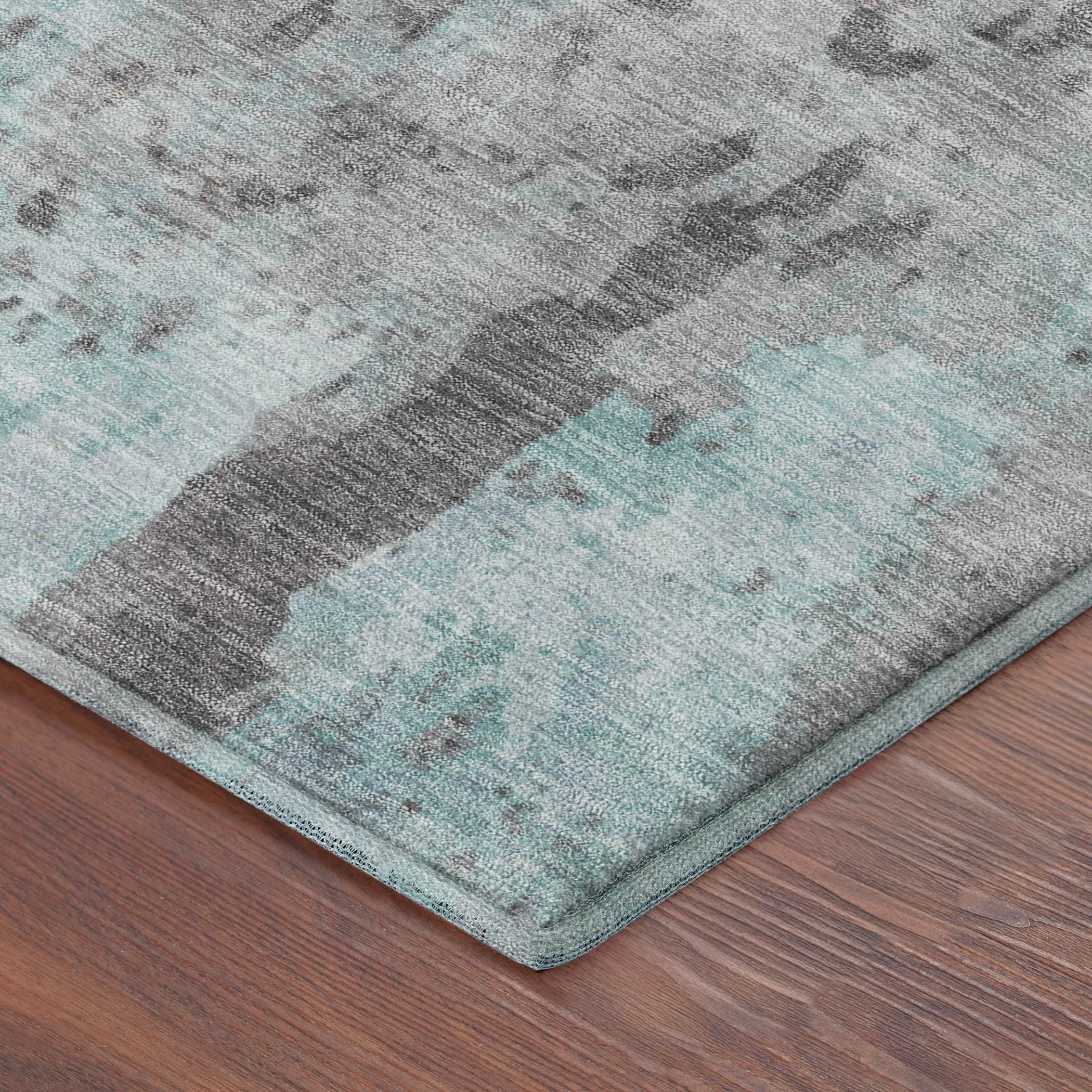 Cairo Machine Washable Transitional Teal Rug 1'8" x 2'6" #shape_Rectangle