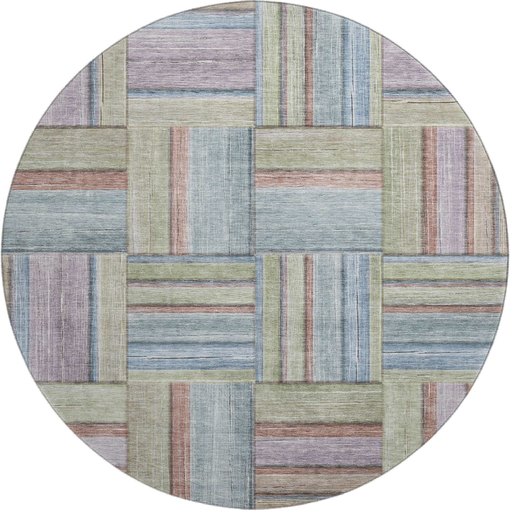 Porto Machine Washable Transitional Aloe Green Rug 8' x 8' #shape_Round