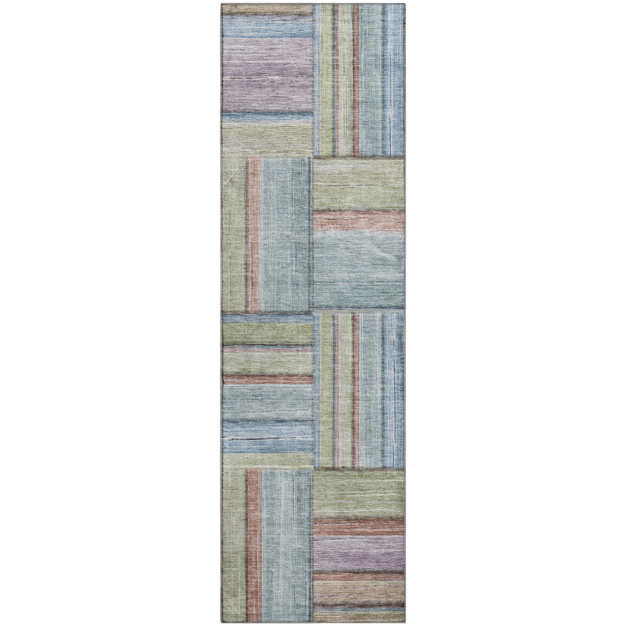 Porto Machine Washable Transitional Aloe Green Rug 2'3" x 7'6" #shape_Runner