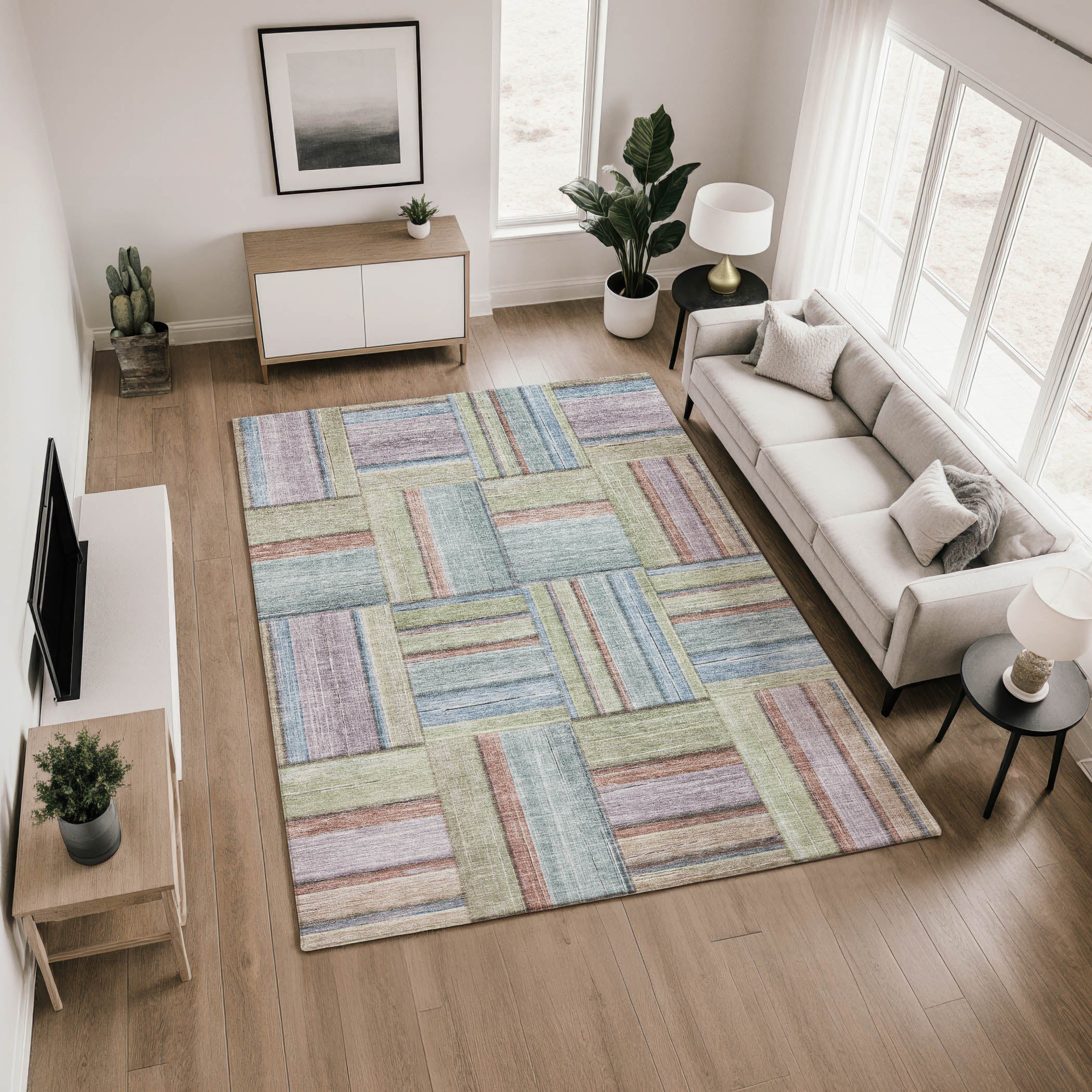 Porto Machine Washable Transitional Aloe Green Rug 2'6" x 3'10" #shape_Rectangle