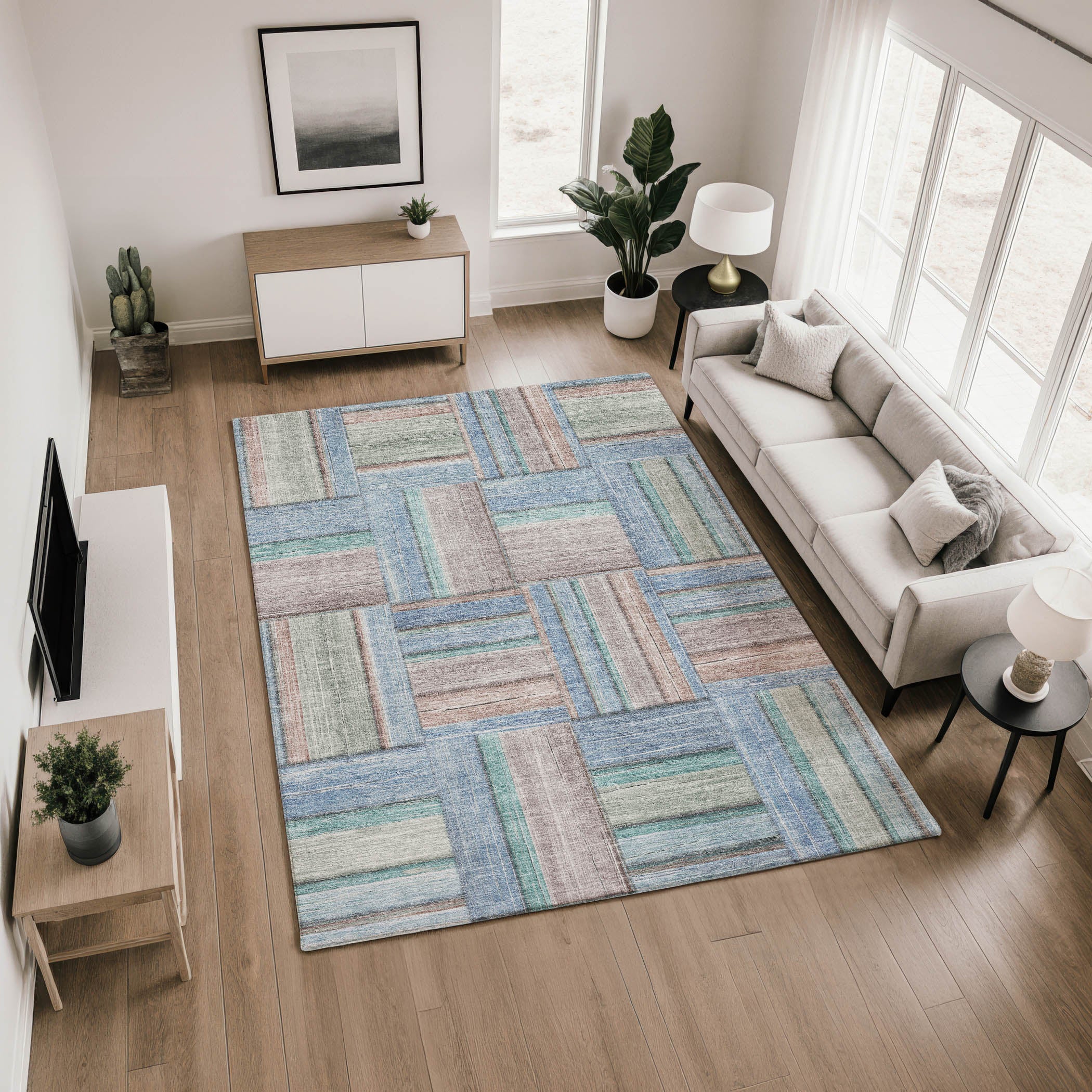 Porto Machine Washable Transitional Denim Blue Rug 2'6" x 3'10" #shape_Rectangle