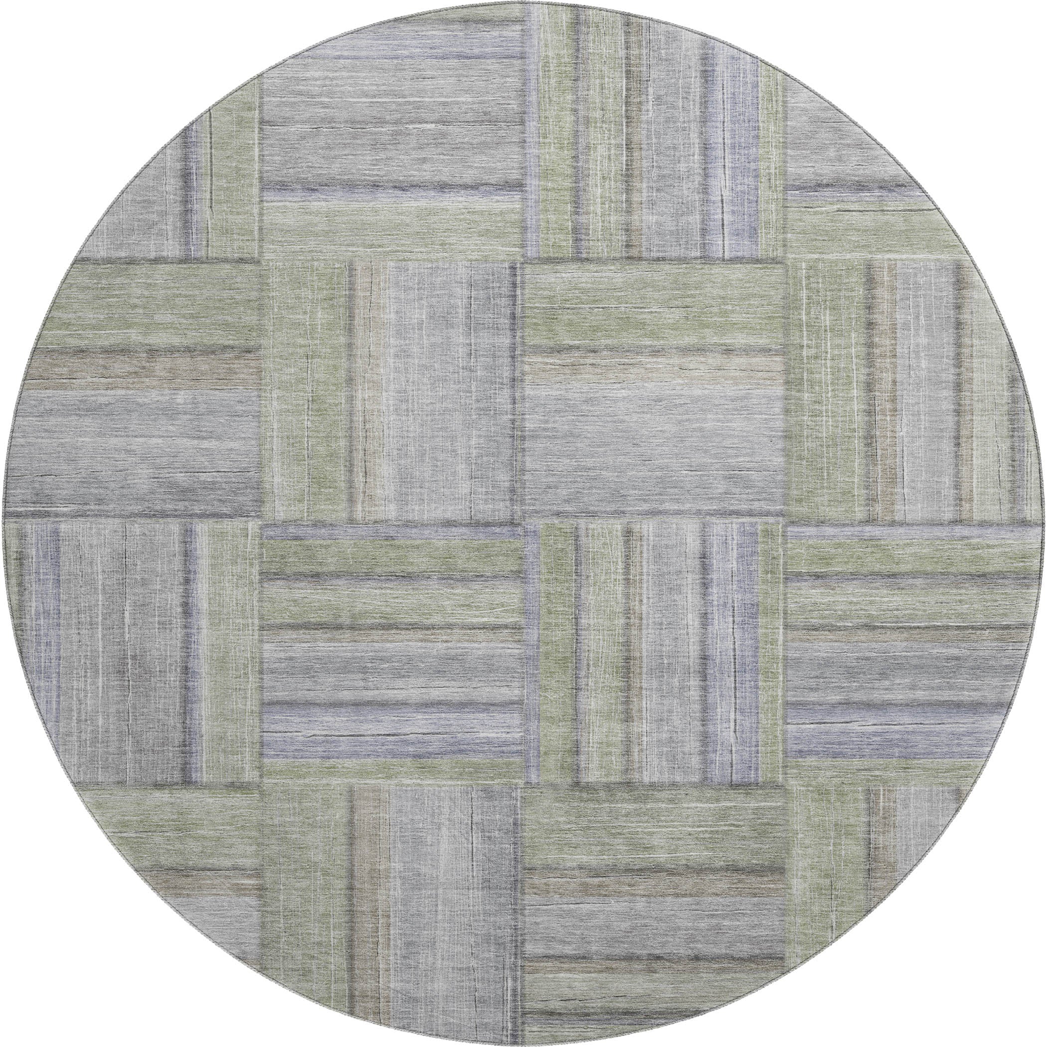 Porto Machine Washable Transitional Fern Green Rug 8' x 8' #shape_Round