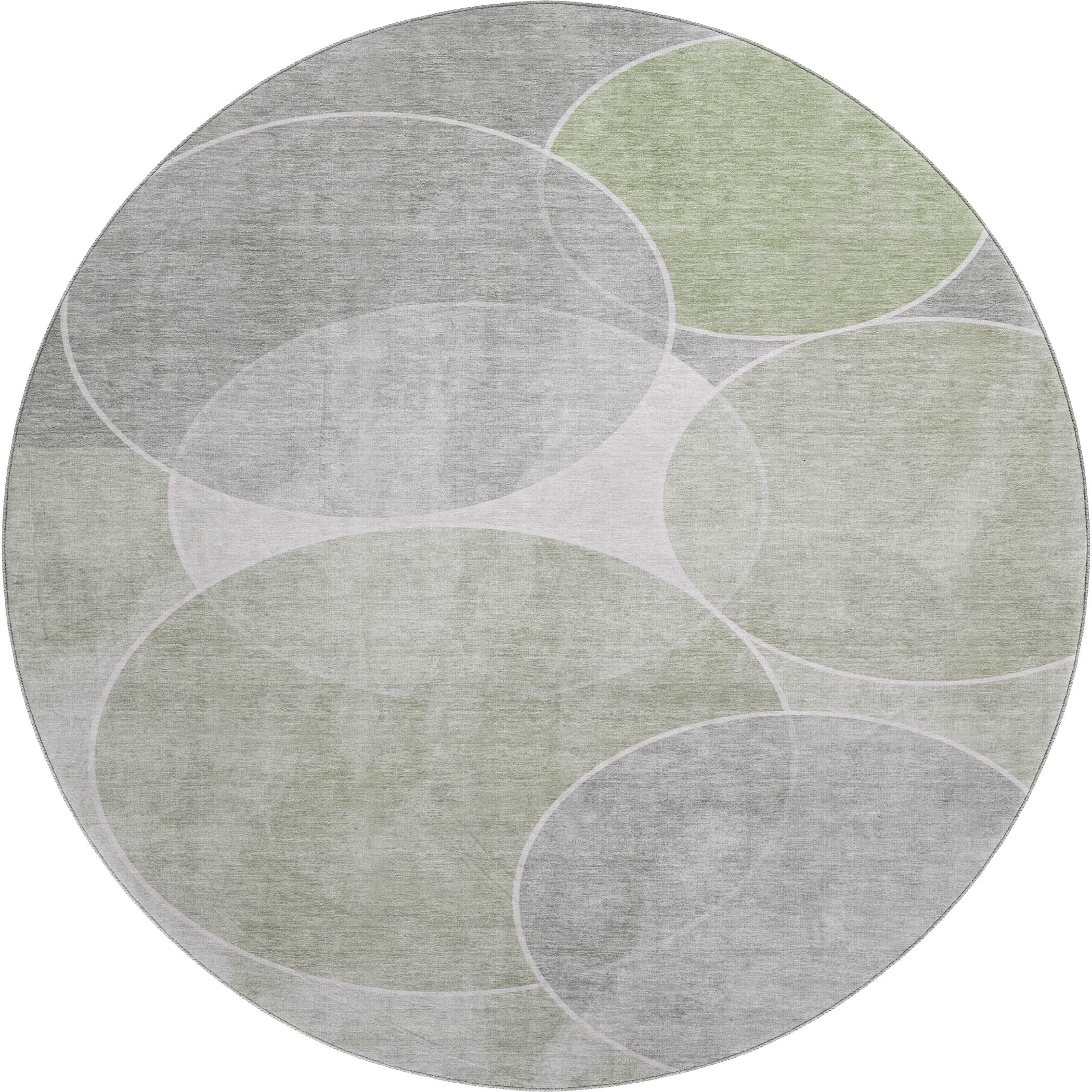 Athens Machine Washable Transitional Aloe Green Rug 8' x 8' #shape_Round