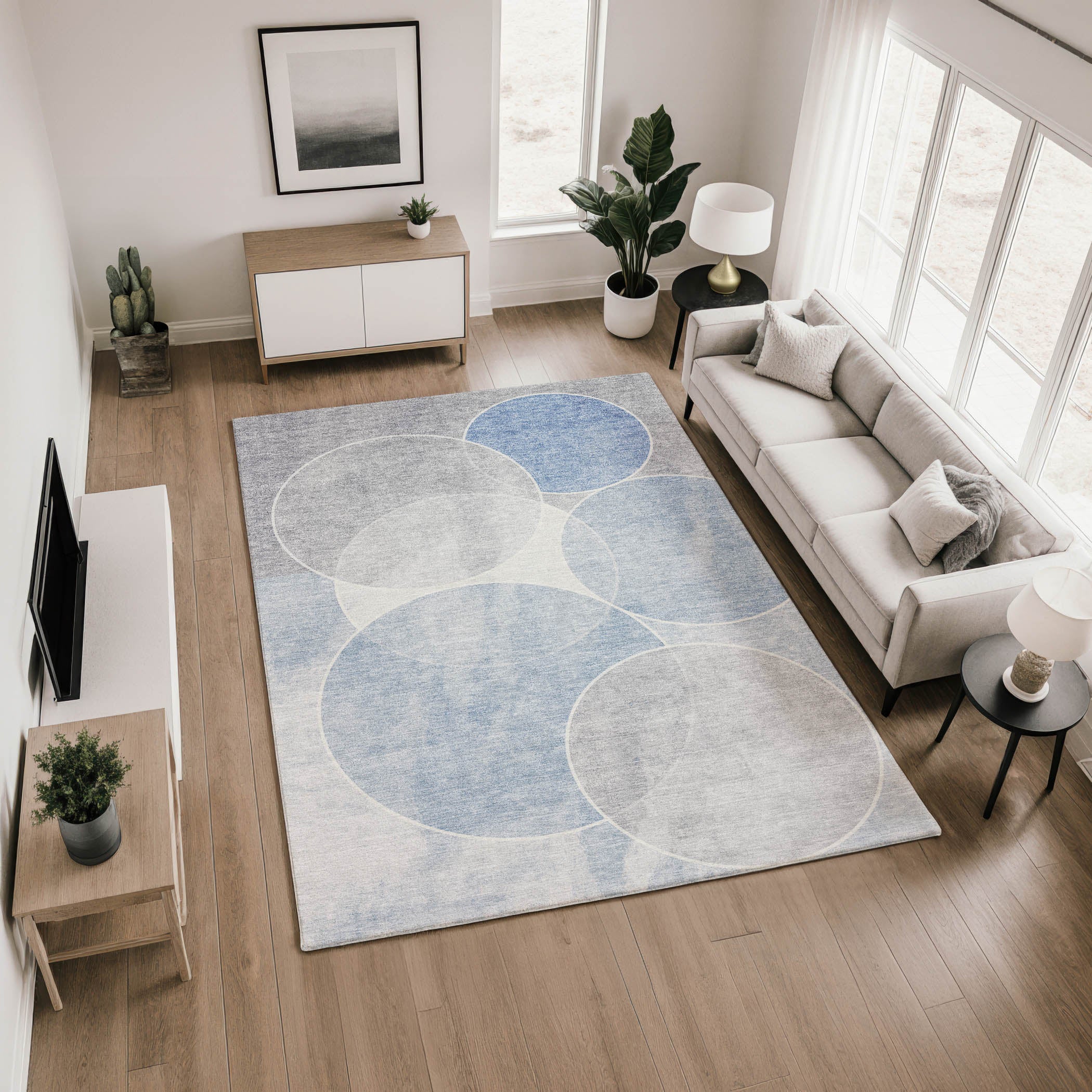 Athens Machine Washable Transitional Denim Blue Rug 2'6" x 3'10" #shape_Rectangle