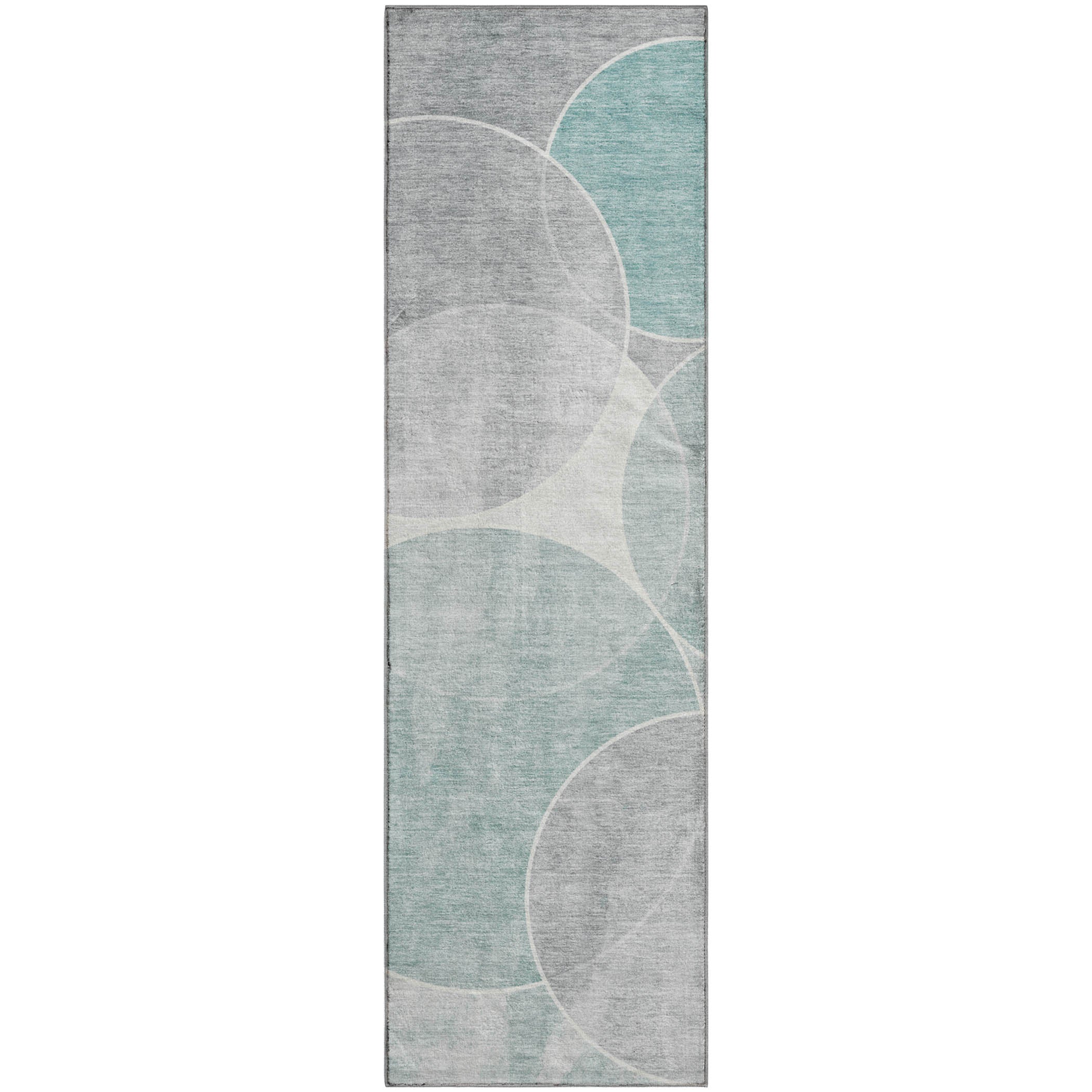 Athens Machine Washable Transitional Teal Rug 2'3" x 7'6" #shape_Runner