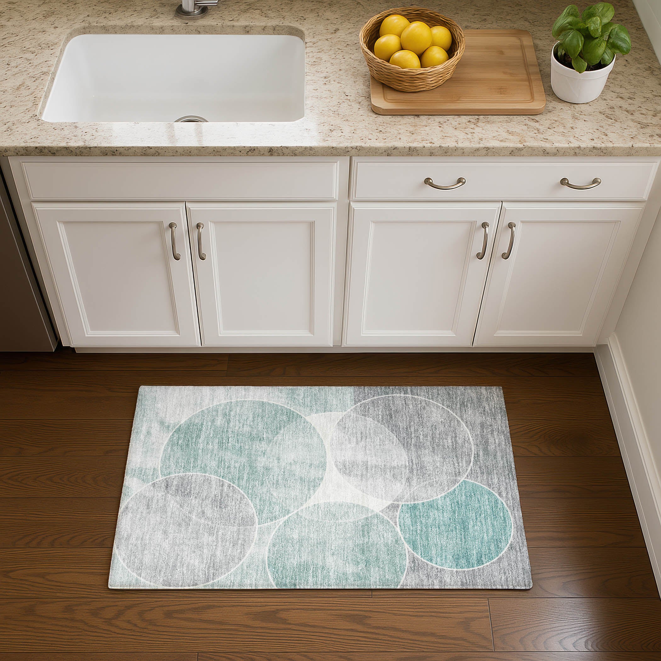 Athens Machine Washable Transitional Teal Rug 1'8" x 2'6" #shape_Rectangle
