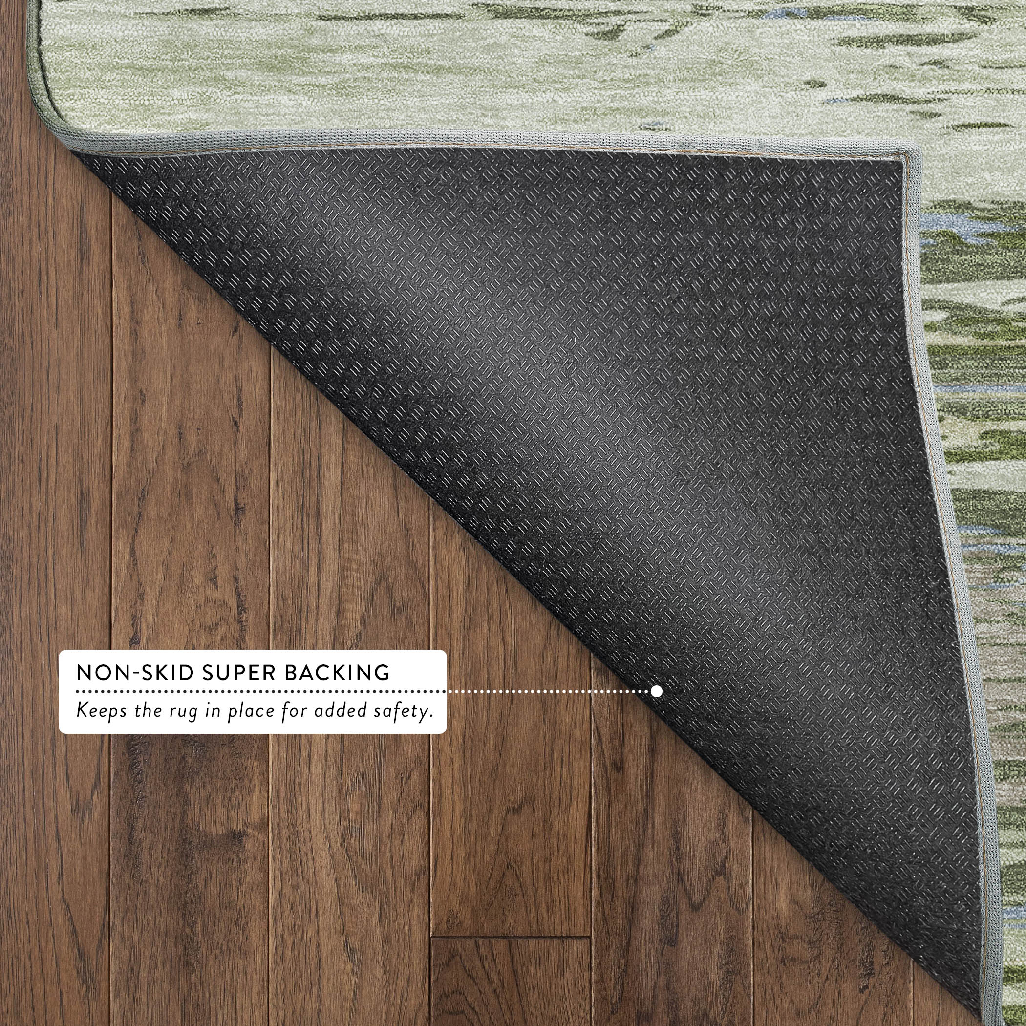 Mostar Machine Washable Transitional Aloe Green Rug 1'8" x 2'6" #shape_Rectangle
