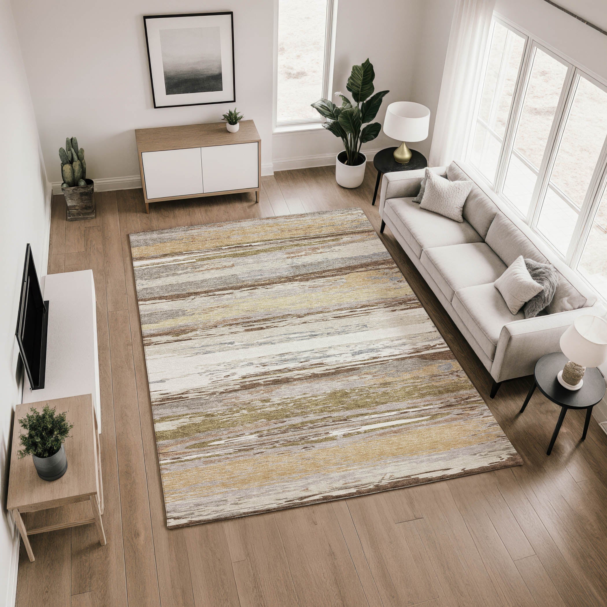 Mostar Machine Washable Transitional Beige Brown Rug 2'6" x 3'10" #shape_Rectangle