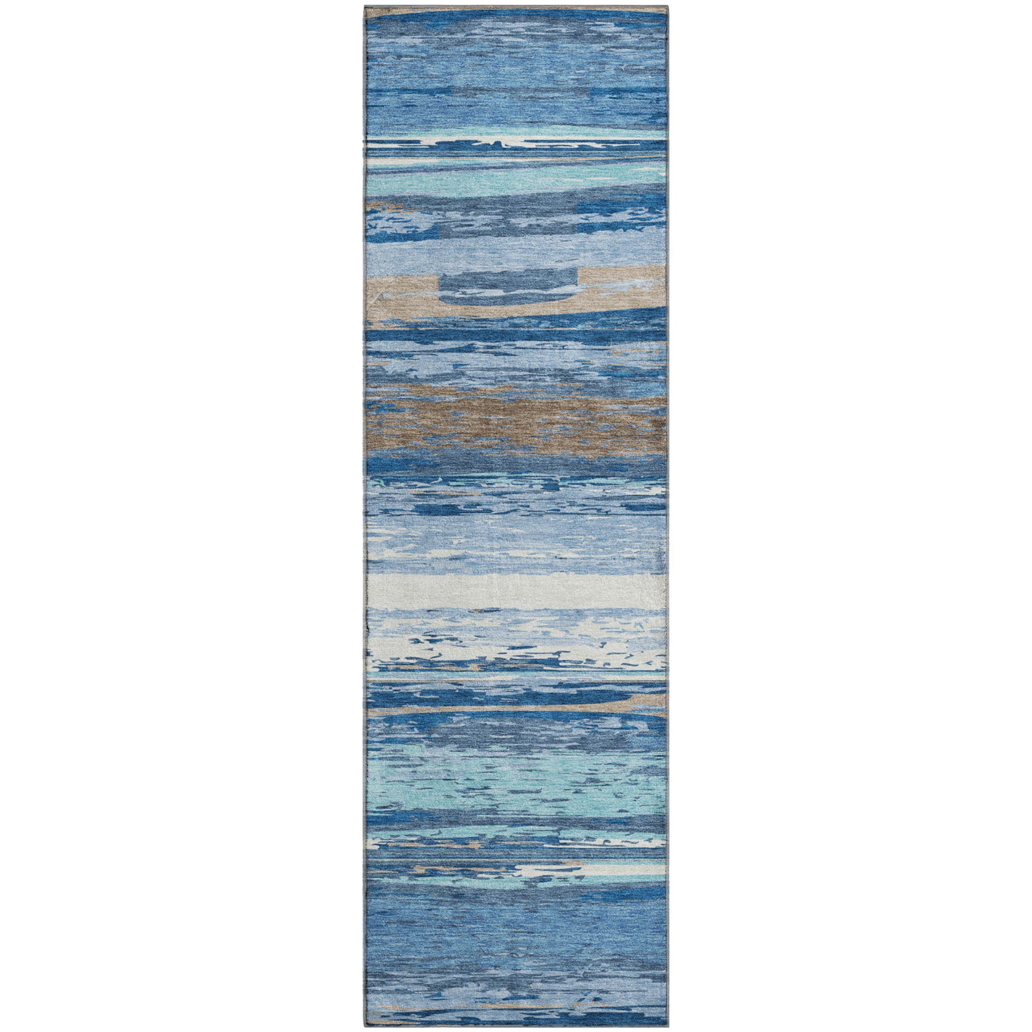 Mostar Machine Washable Transitional Blue Rug 2'3" x 7'6" #shape_Runner