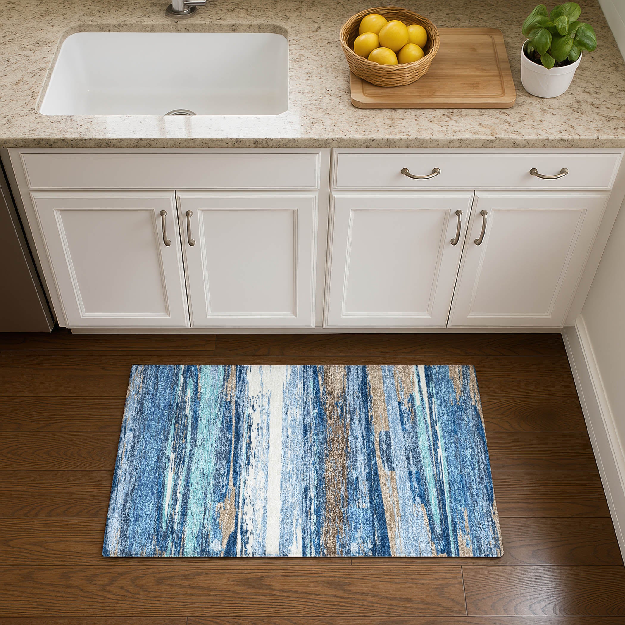 Mostar Machine Washable Transitional Blue Rug 1'8" x 2'6" #shape_Rectangle