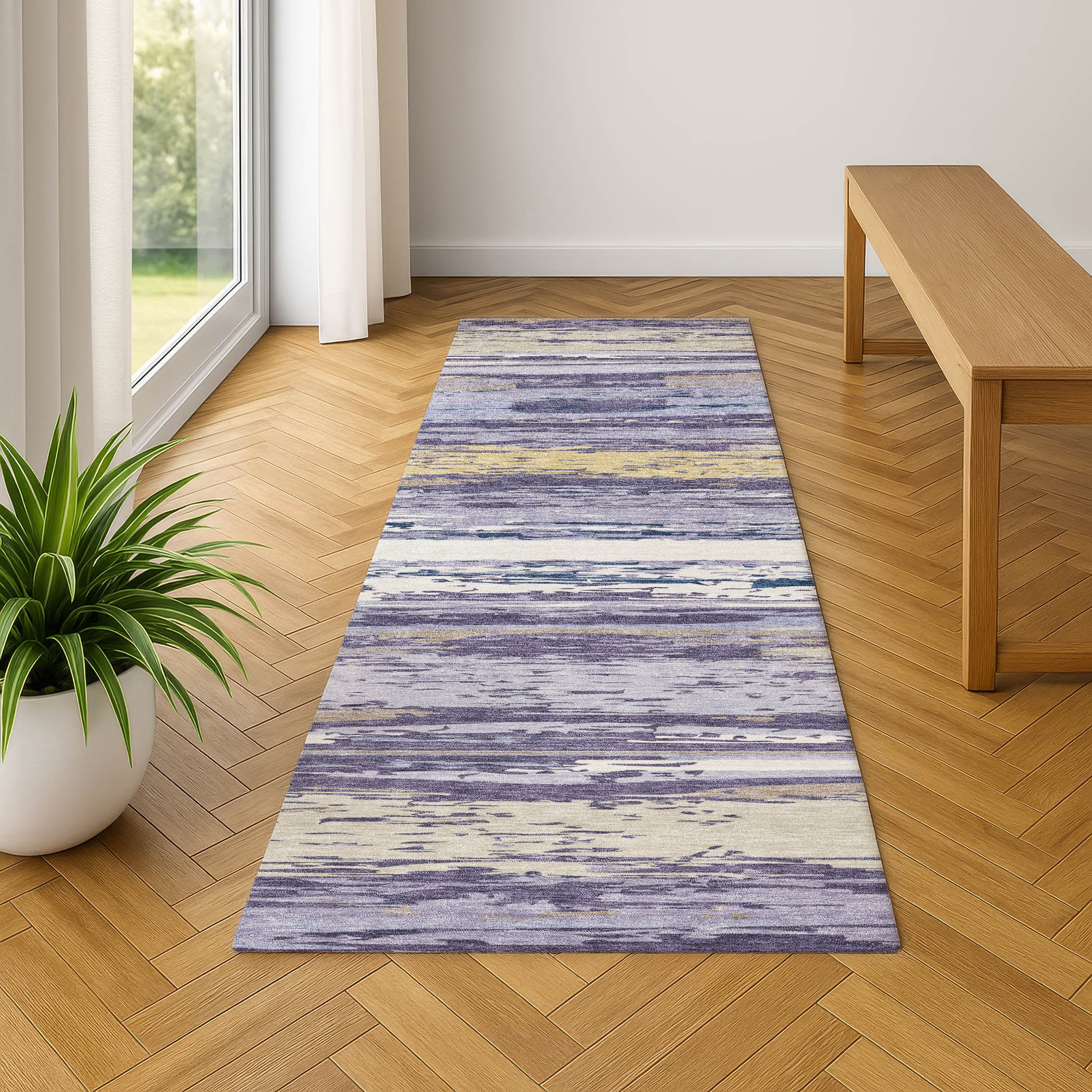 Mostar Machine Washable Transitional Lavender Purple Rug 2'3" x 7'6" #shape_Runner