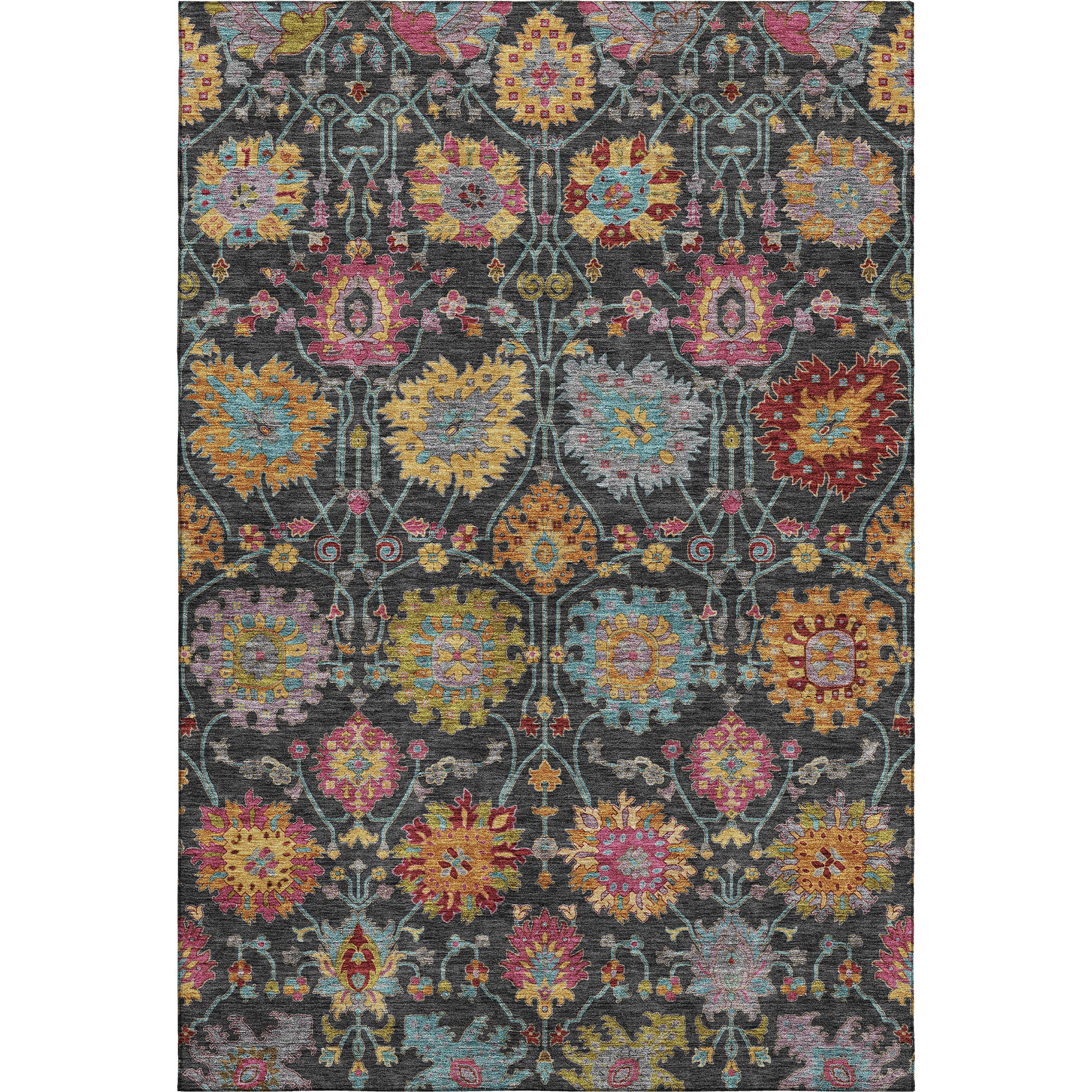 Antigua Machine Washable Transitional Black Rug 3' x 5' #shape_Rectangle