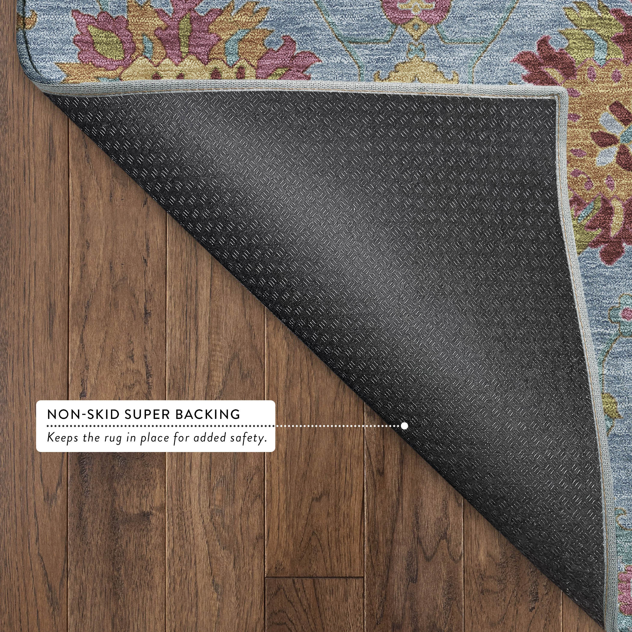 Antigua Machine Washable Transitional Blue Rug 1'8" x 2'6" #shape_Rectangle