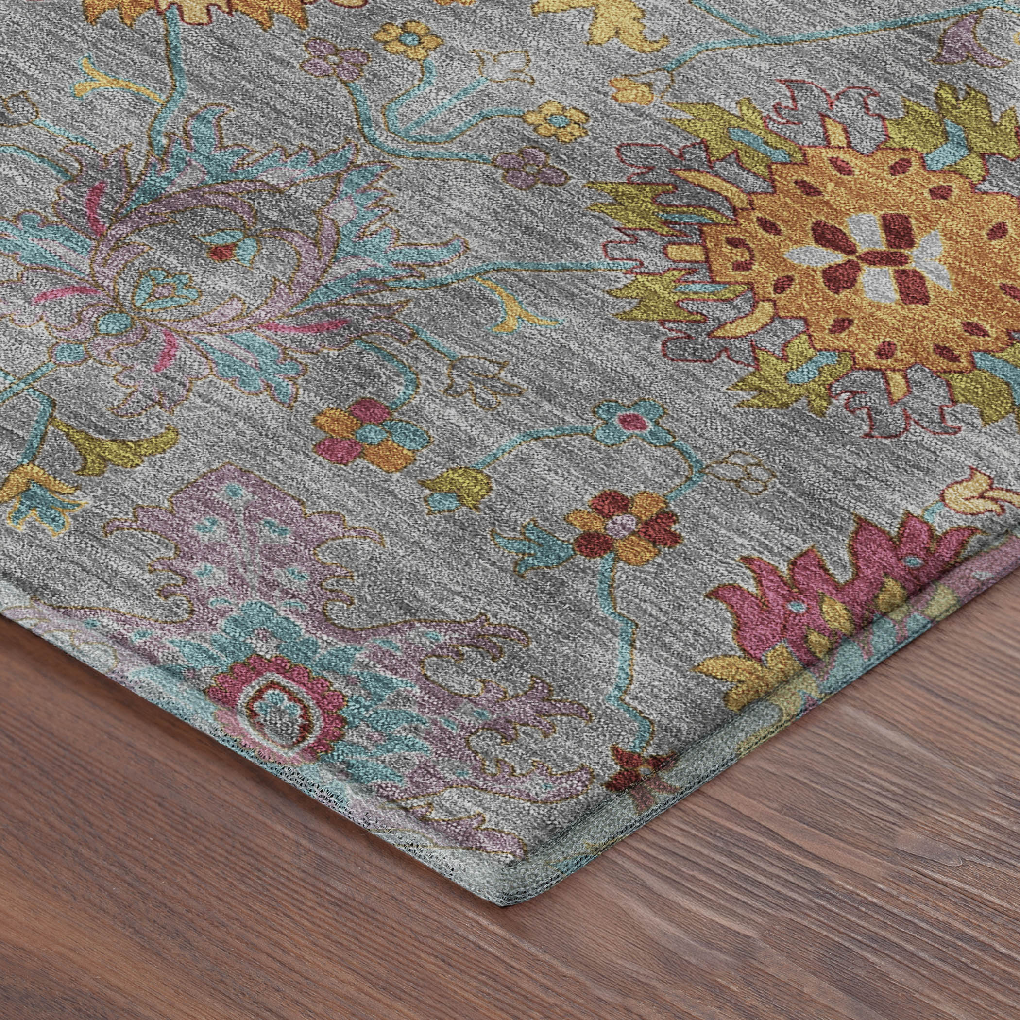 Antigua Machine Washable Transitional Gray Rug 1'8" x 2'6" #shape_Rectangle