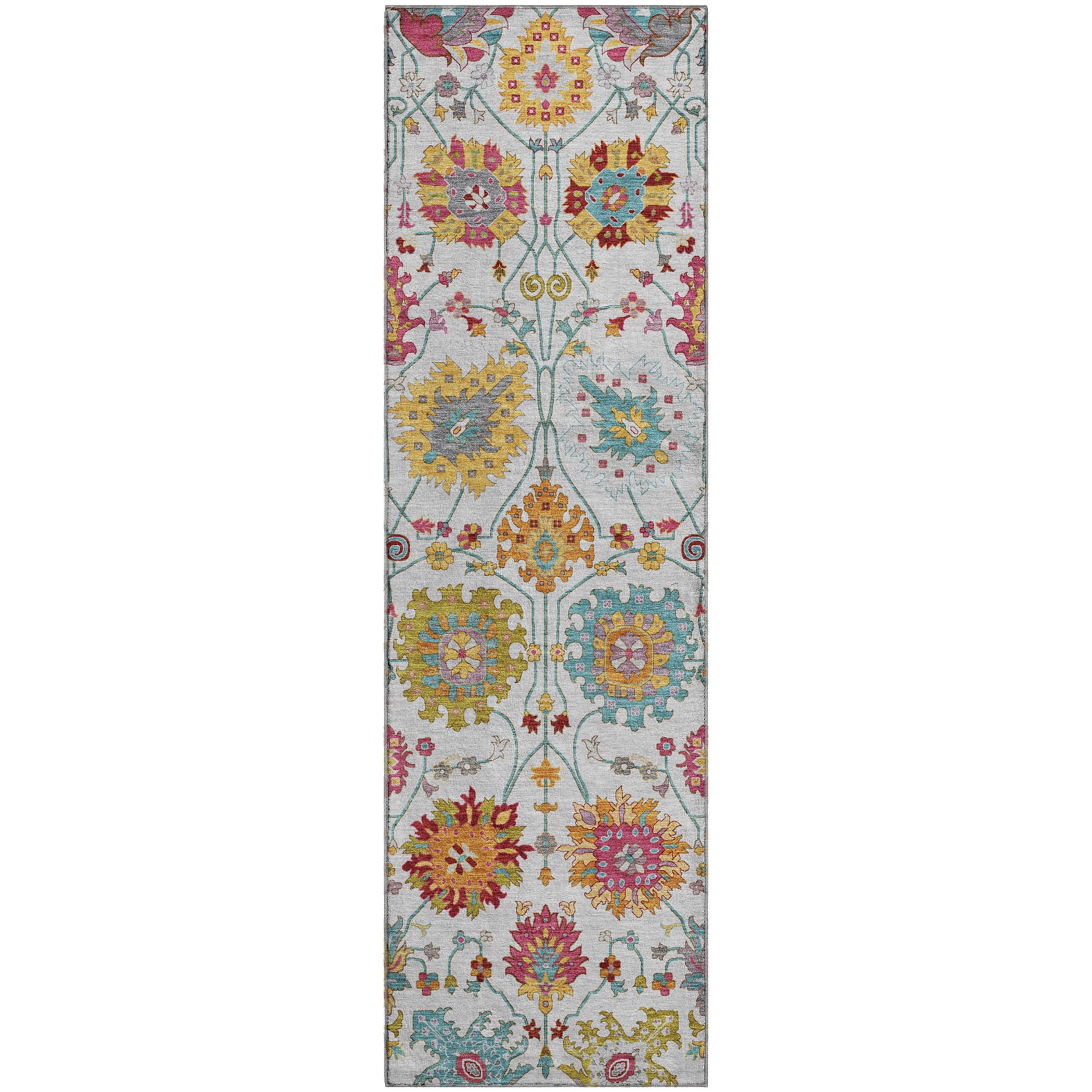 Antigua Machine Washable Transitional Ivory Rug 2'3" x 7'6" #shape_Runner