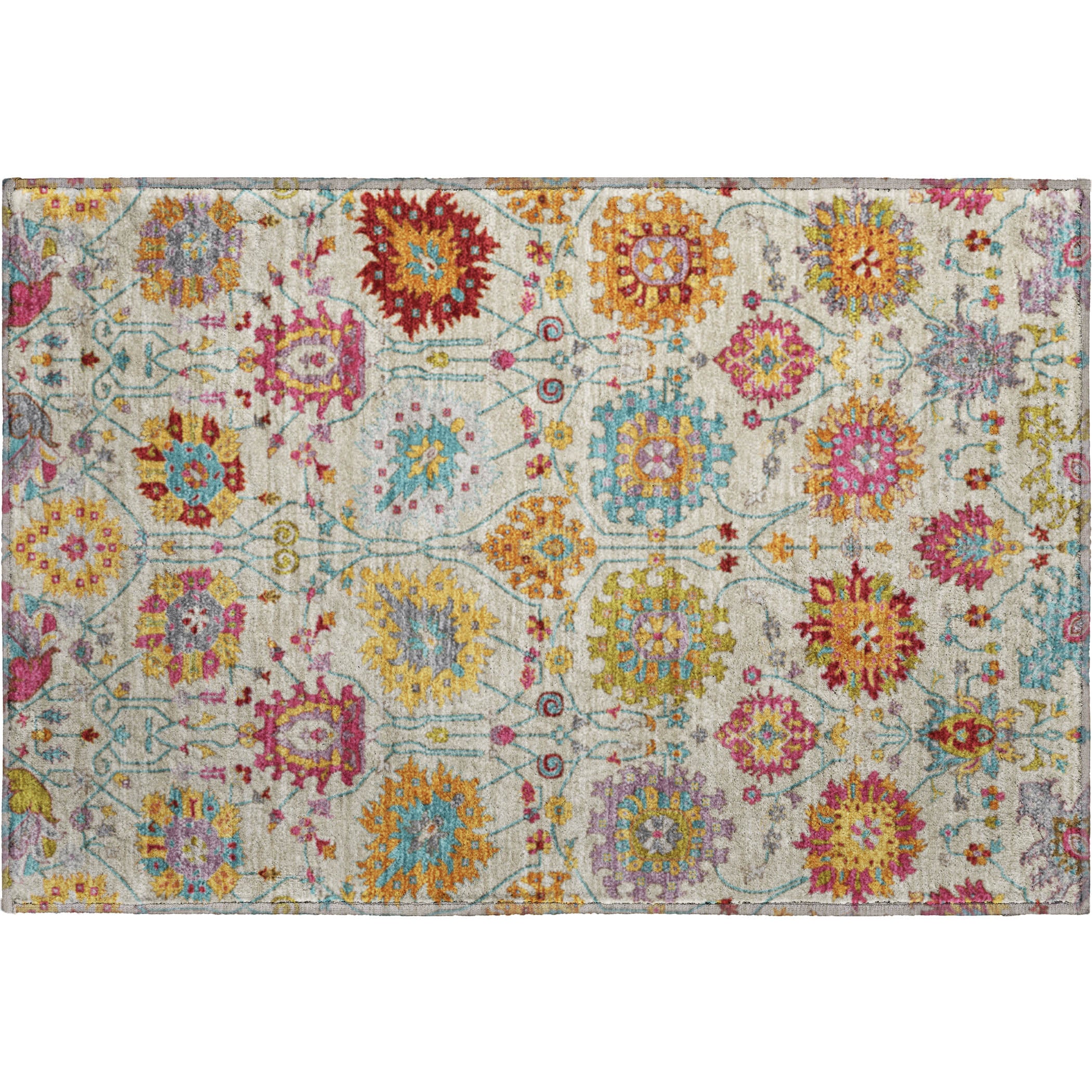 Antigua Machine Washable Transitional Linen Ivory Rug 1'8" x 2'6" #shape_Rectangle