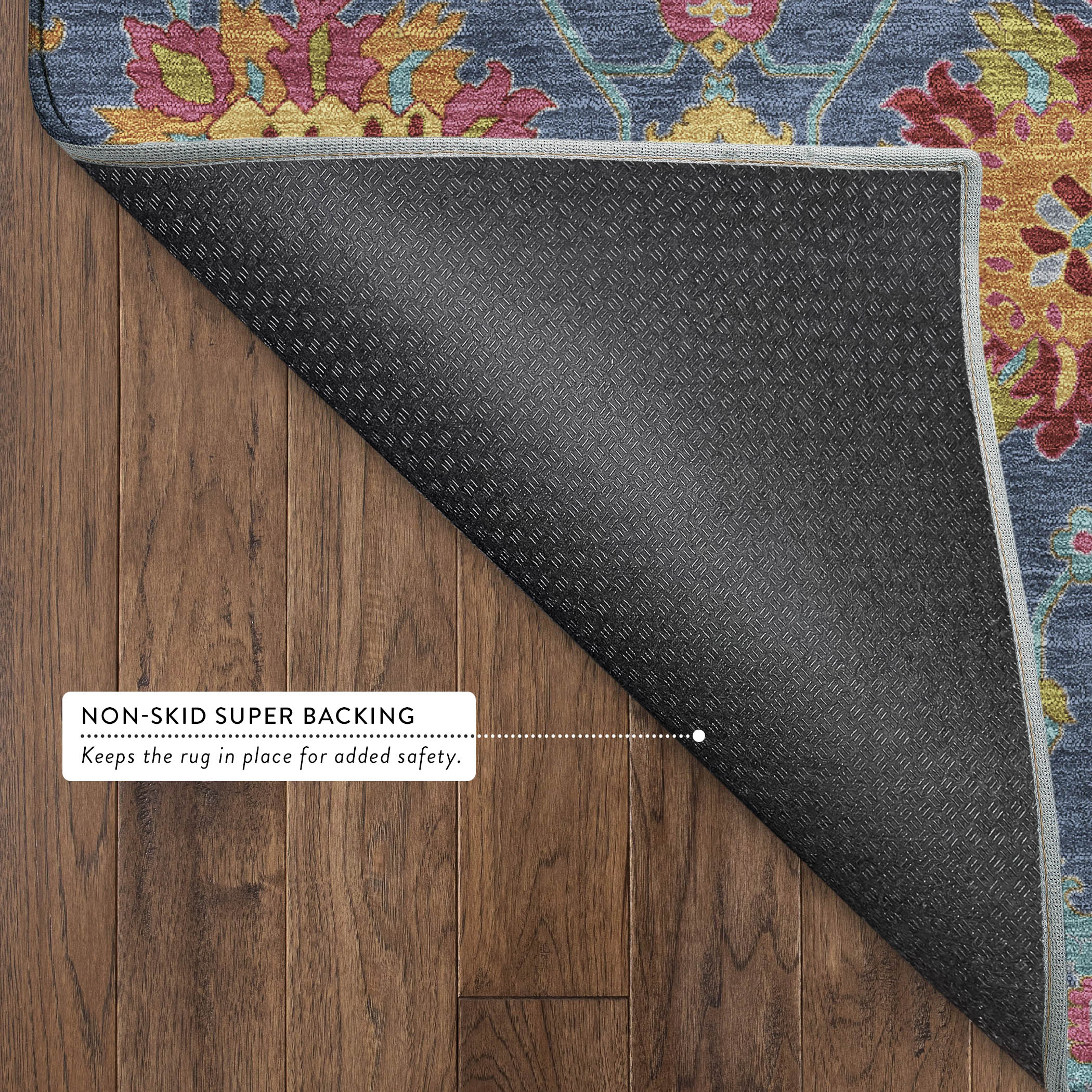 Antigua Machine Washable Transitional Navy Blue Rug 1'8" x 2'6" #shape_Rectangle