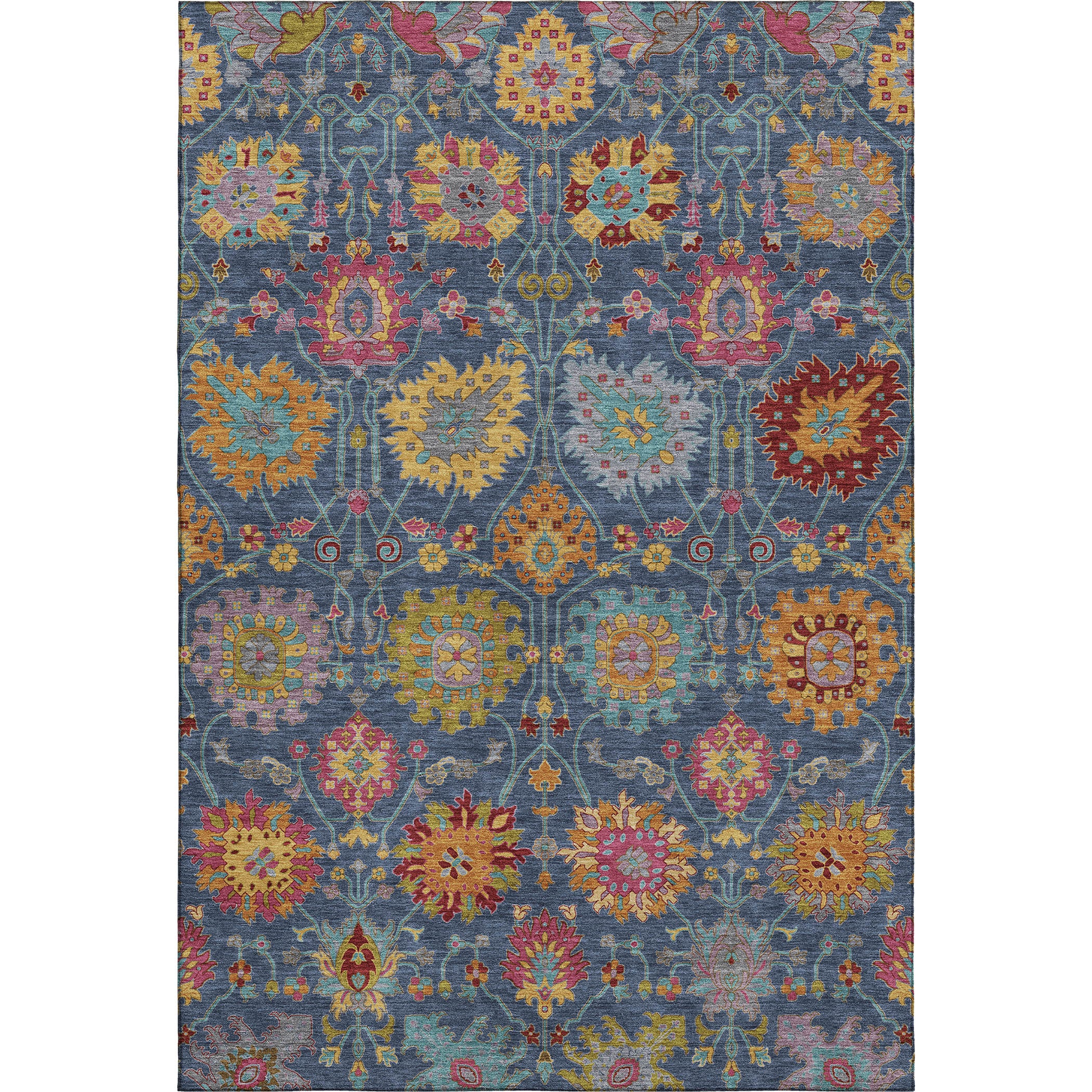 Antigua Machine Washable Transitional Navy Blue Rug 3' x 5' #shape_Rectangle