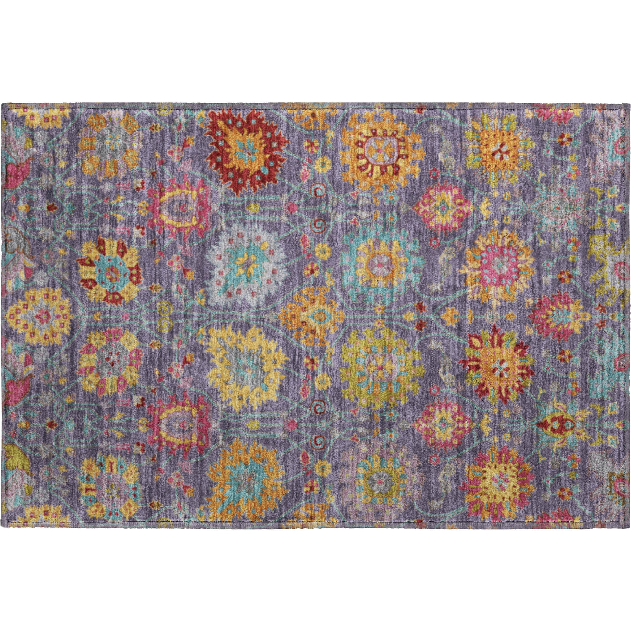 Antigua Machine Washable Transitional Purple Rug 1'8" x 2'6" #shape_Rectangle