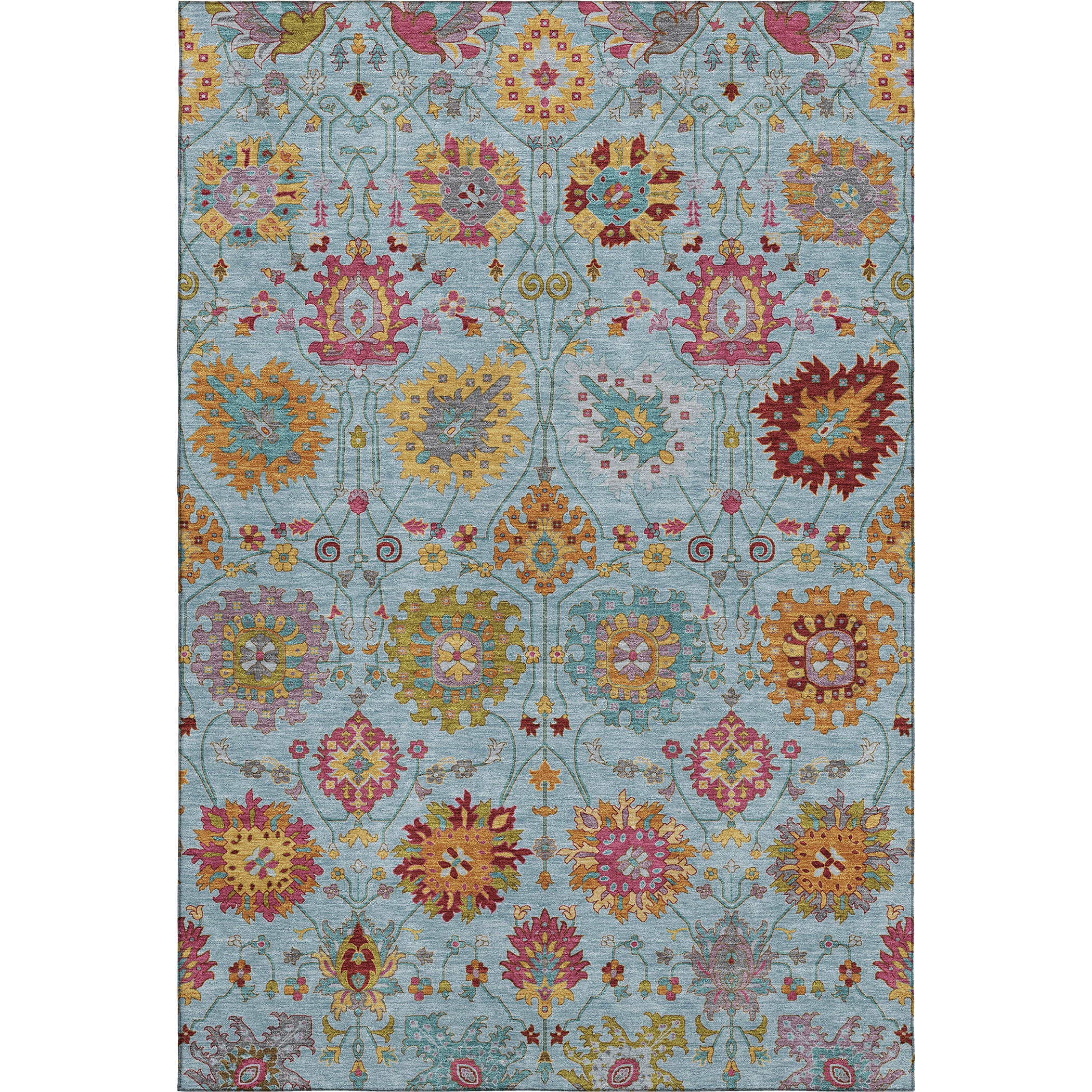Antigua Machine Washable Transitional Sky Blue Rug 3' x 5' #shape_Rectangle