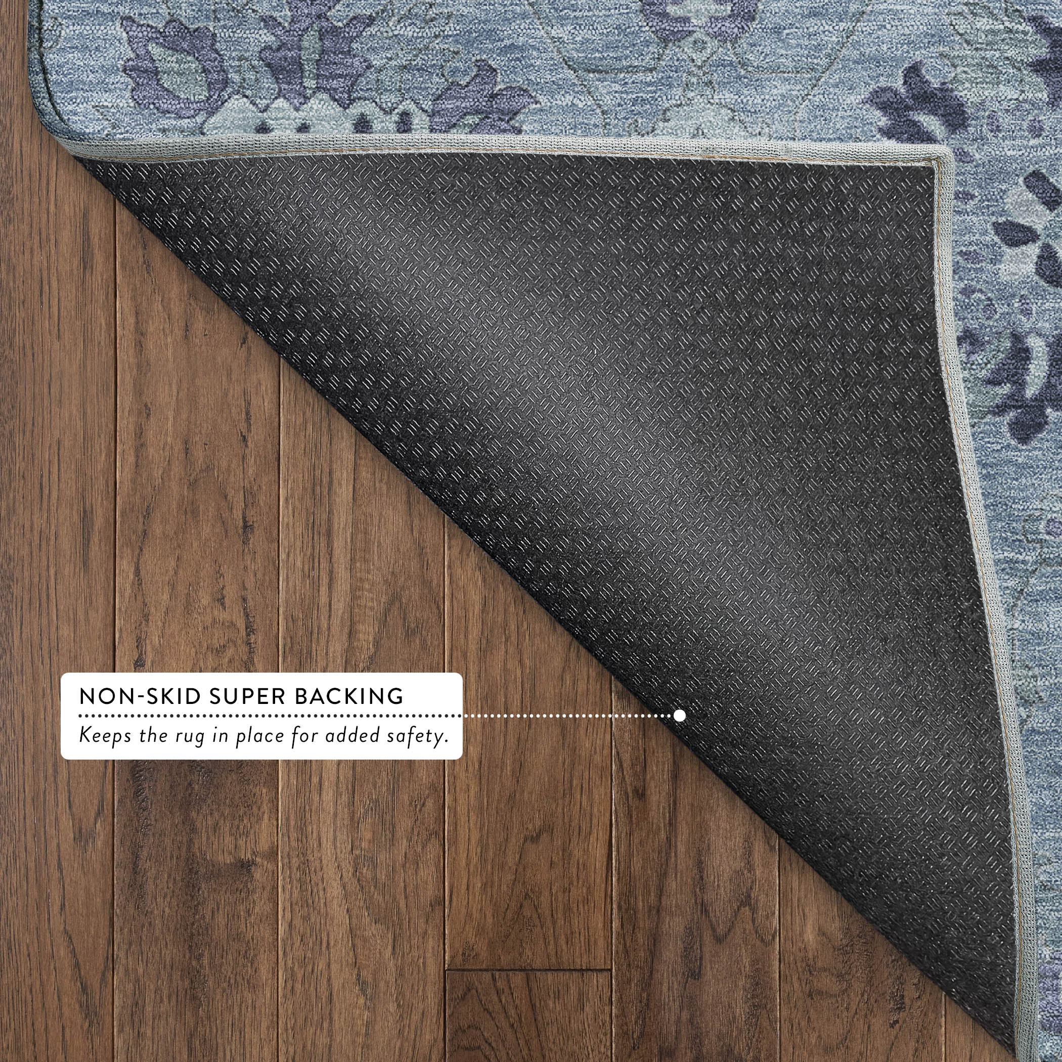Queenstown Machine Washable Transitional Denim Blue Rug 1'8" x 2'6" #shape_Rectangle