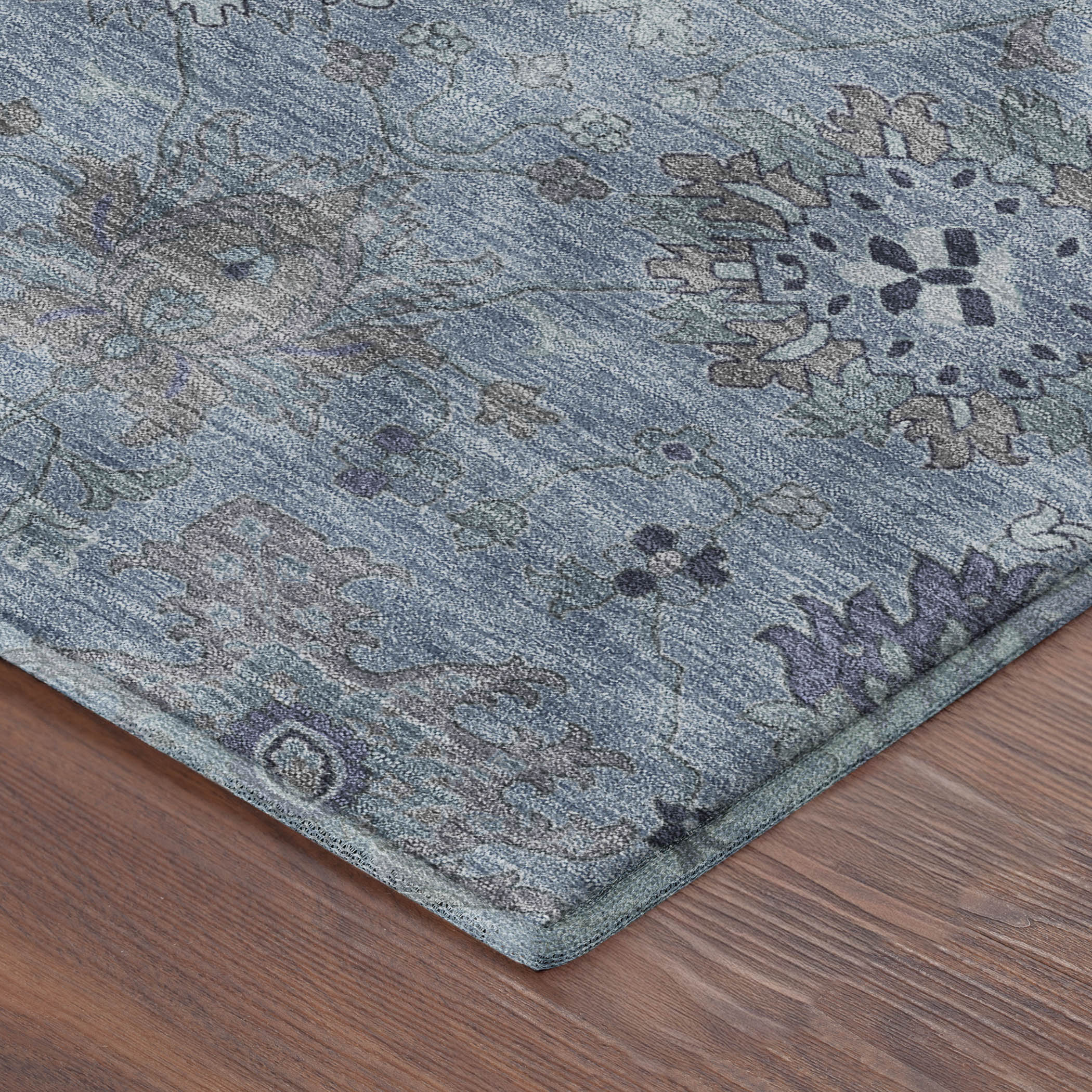 Queenstown Machine Washable Transitional Denim Blue Rug 1'8" x 2'6" #shape_Rectangle