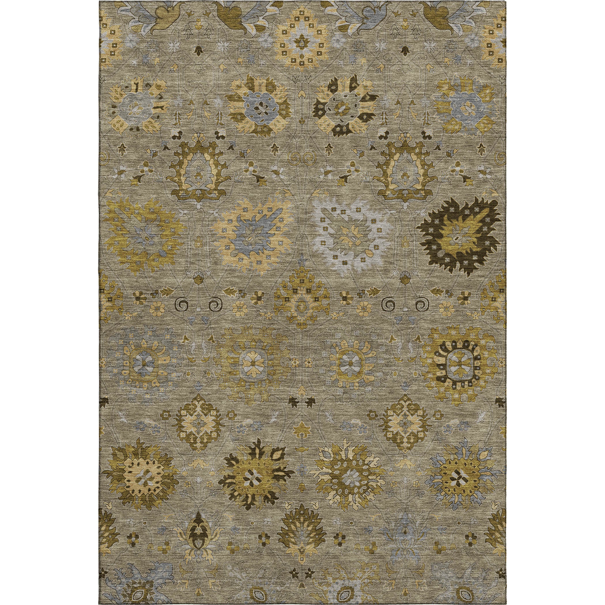 Queenstown Machine Washable Transitional Khaki Brown Rug 3' x 5' #shape_Rectangle