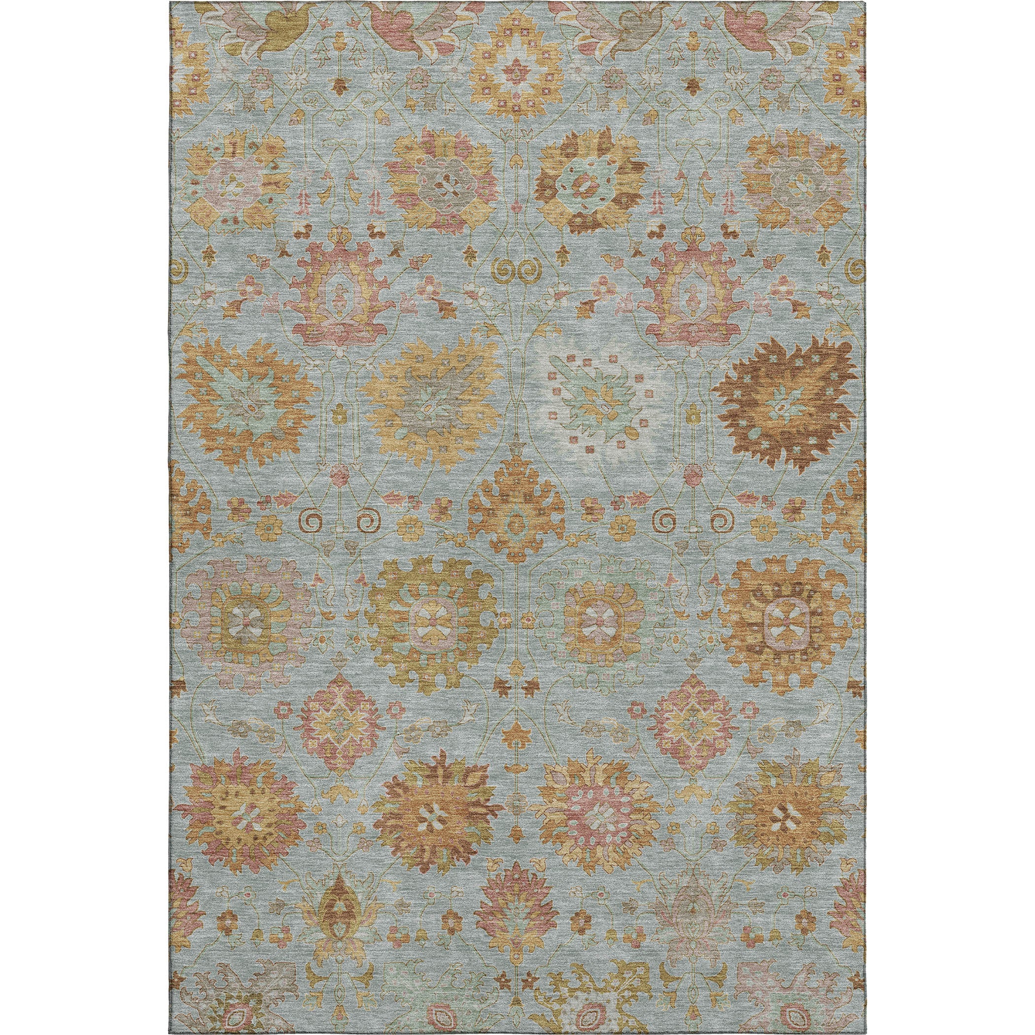 Queenstown Machine Washable Transitional Seafoam Blue Rug 3' x 5' #shape_Rectangle