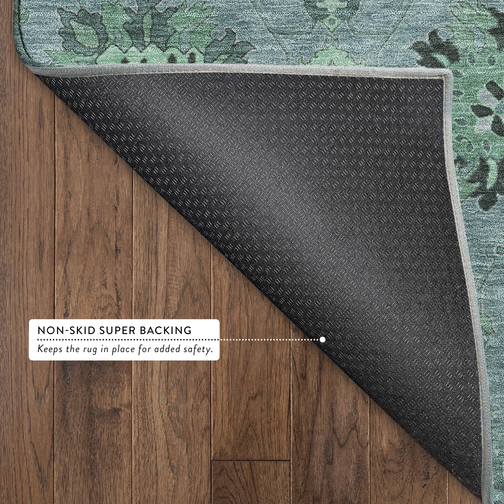 Queenstown Machine Washable Transitional Teal Rug 1'8" x 2'6" #shape_Rectangle